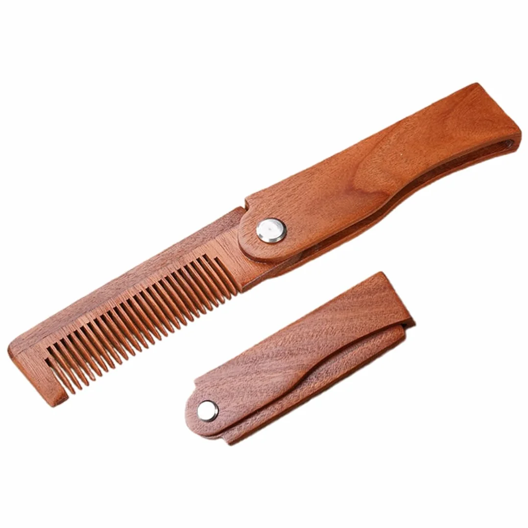 Pettine di legno pieghevole, Pettine Barba Uomo Pieghevole, barba, baffi, spazzola per capelli testa pettini per uomini perfetti per tutti i tipi di capelli, Districante, Antistatico, per Viaggi