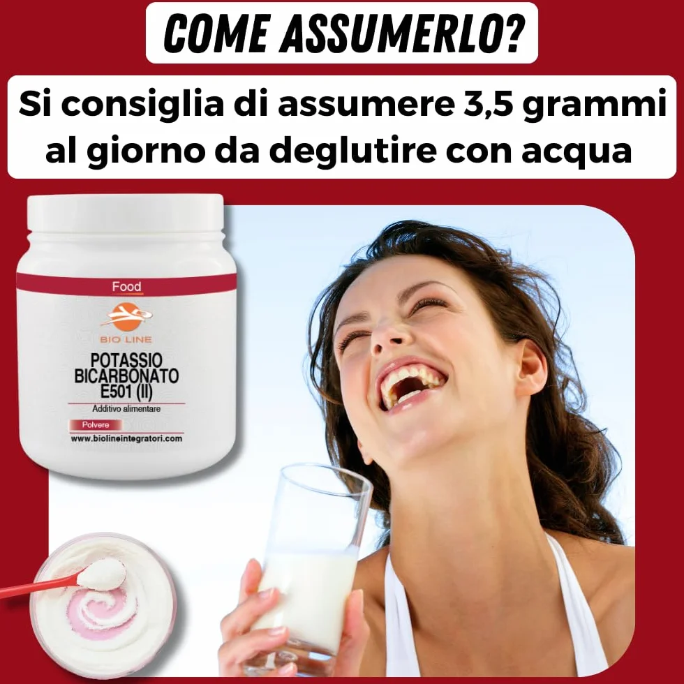 Laboratori Bio Line - Potassio Sali Minerali in Polvere (1 Kg) Bicarbonato di Potassio per Sportivi, Prodotto Alimentare