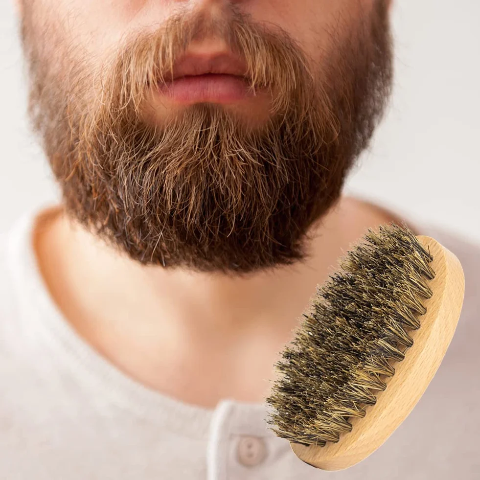 Spazzola Per Barba Da Viaggio - Piccola Con Setole Di Cinghiale Per Uomo, Spazzola Per Il Viso, Cura Professionale Della Barba, Per Tutti I Tipi Di Capelli