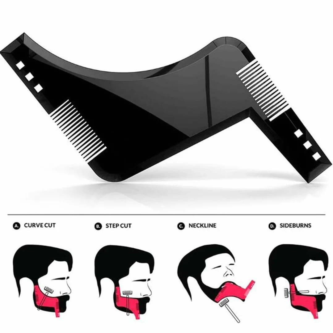 Pettine per Barba, 2Pcs Pettine Stencil Barba, Pettine di Guida per Rasatura Della Barba, Signori pizzetto Collo Sagome per Barba Styling Tool per rifinire Gli Uomini rasatura della barba