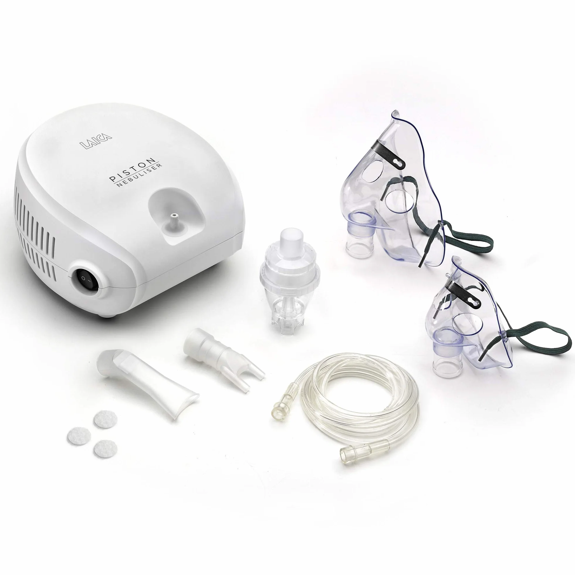 LAICA NE2014 Nebulizzatore Aerosol a Pistone per Aerosolterapia a Nebulizzazione Fine con Maschere Adulto e Pediatrica