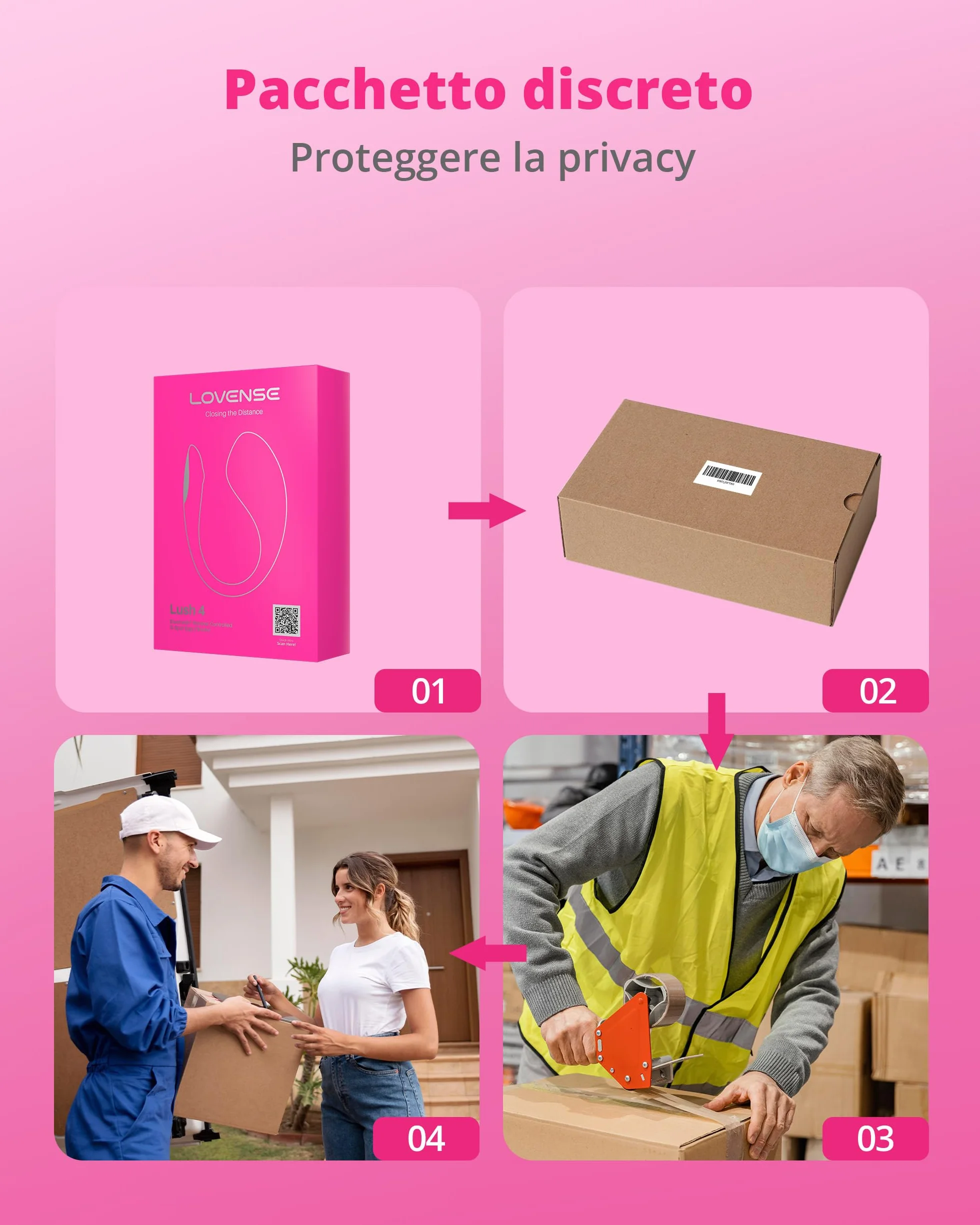 LOVENSE Lush 4 Vibrazione del punto G telecomandata per donne, giocattolo sessuale per adulti con coda luminosa a LED, vibrazione per donne con applicazione