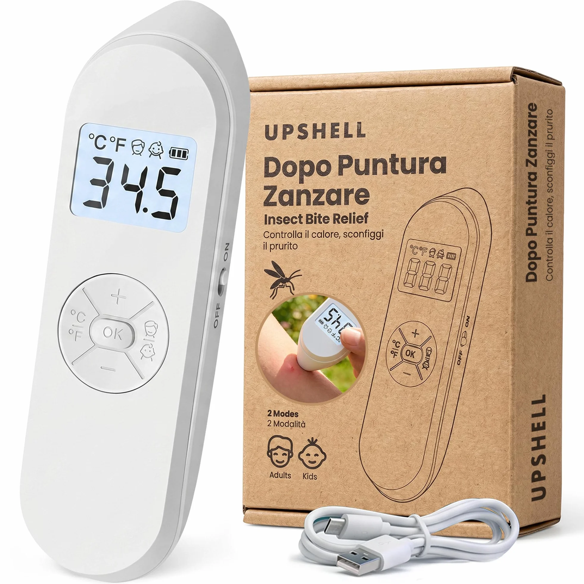 Dopo Puntura Zanzare Bambini e Adulti Antipuntura Elettronico Calore Regolabile 30-55°C LCD