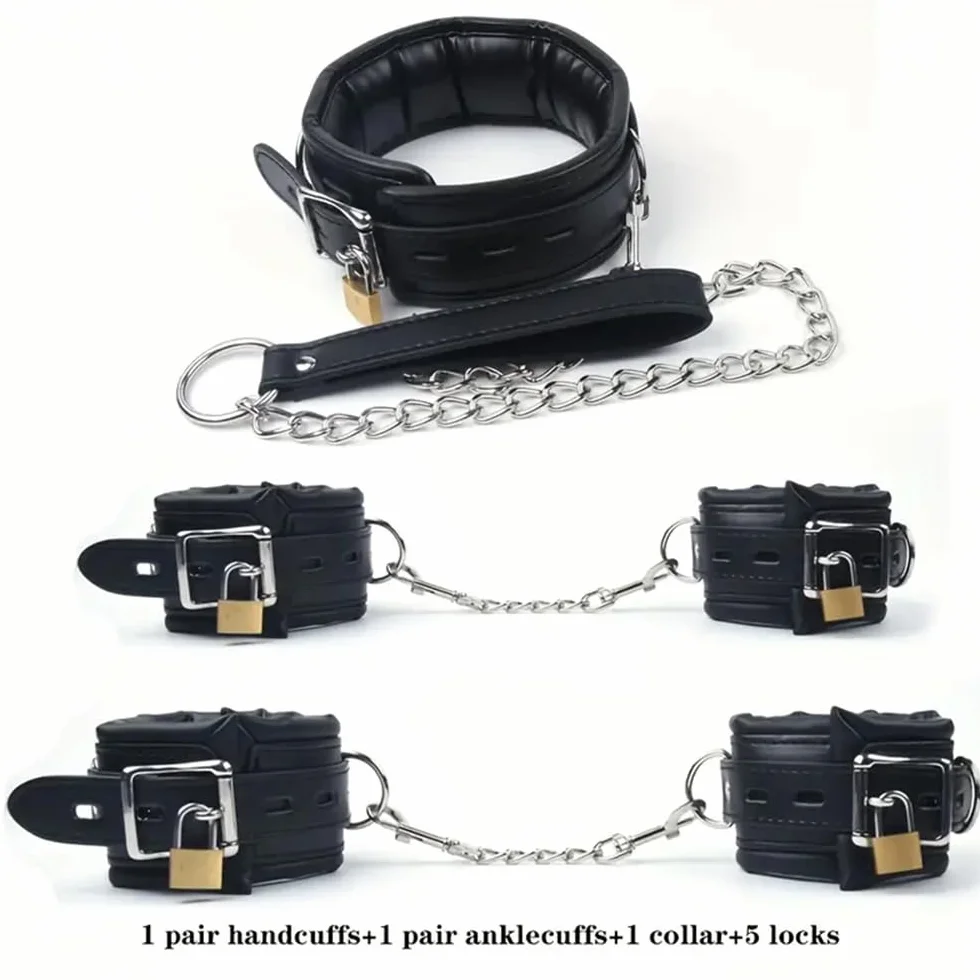 Manette in schiuma di pelle nera 1 pezzo chiusura a catena