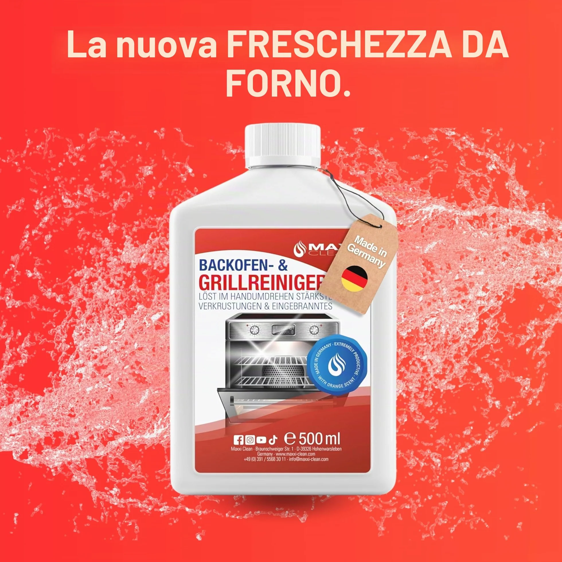 Maxxi Clean Set Combinato Pulizia Forno e Grill 500 ml Gel Pennello Panno Microfibra Sgrassatore