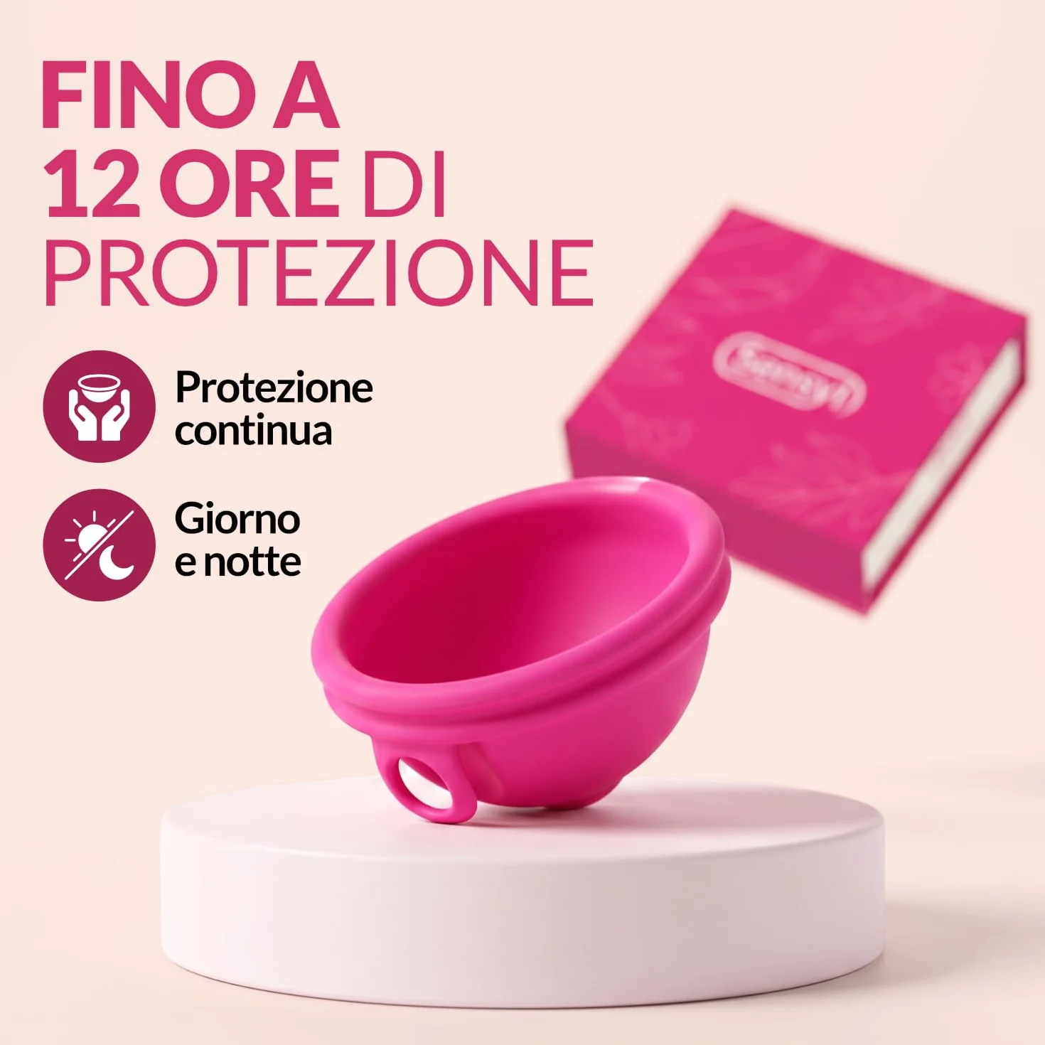 Disco Mestruale SafeLoop™ SENSYL in Silicone Medico – Ultra sottile, fino a 12 ore di protezione anche durante i rapporti – Ipoallergenico, senza BPA, taglie Regular e Small (Small)