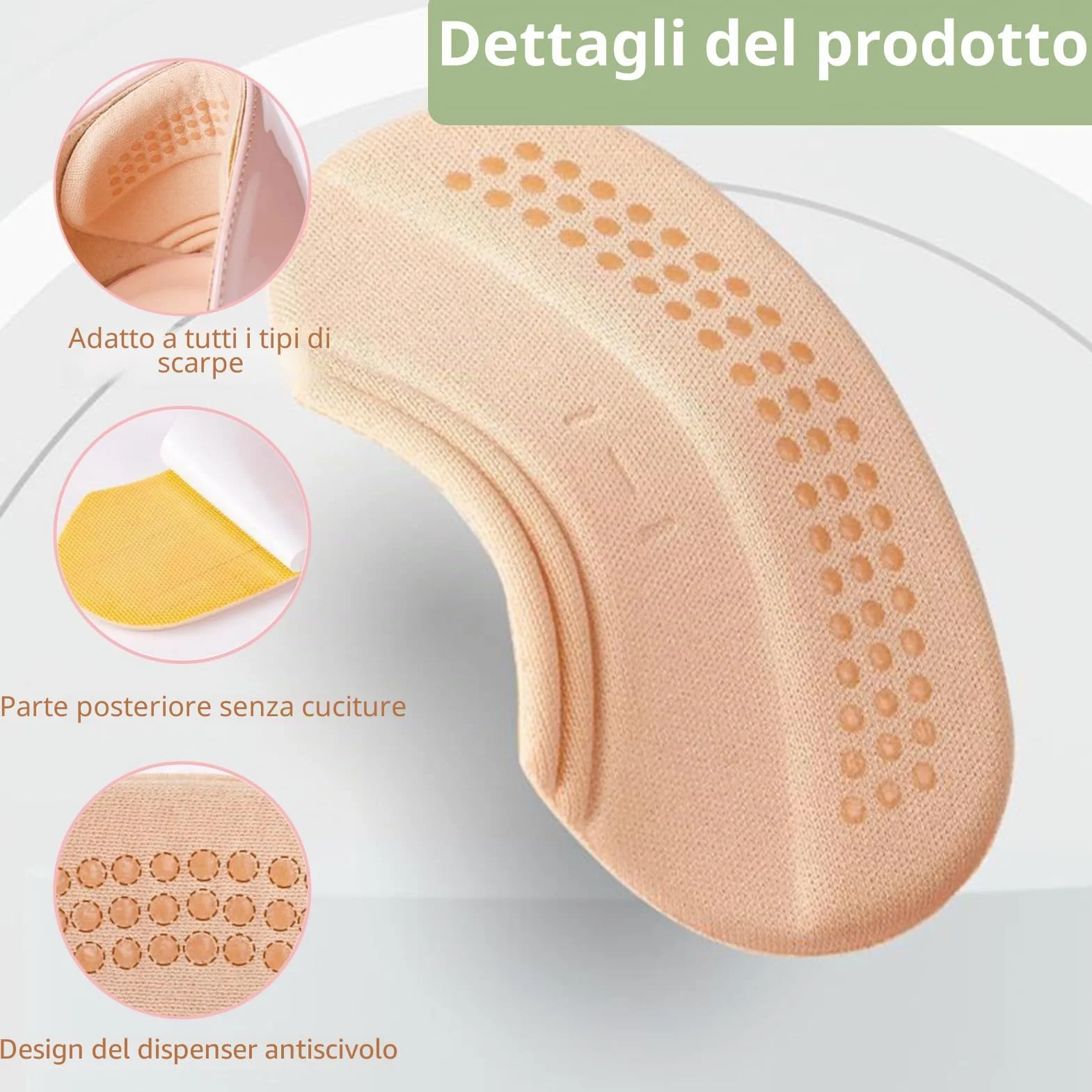 Set di 4 paia di cuscinetti per tallone, 3 mm e 6 mm autoadesivi, protezione per tallone per scarpe, inserti per scarpe troppo grandi, cuscinetti per tallone contro vesciche e sfregamento