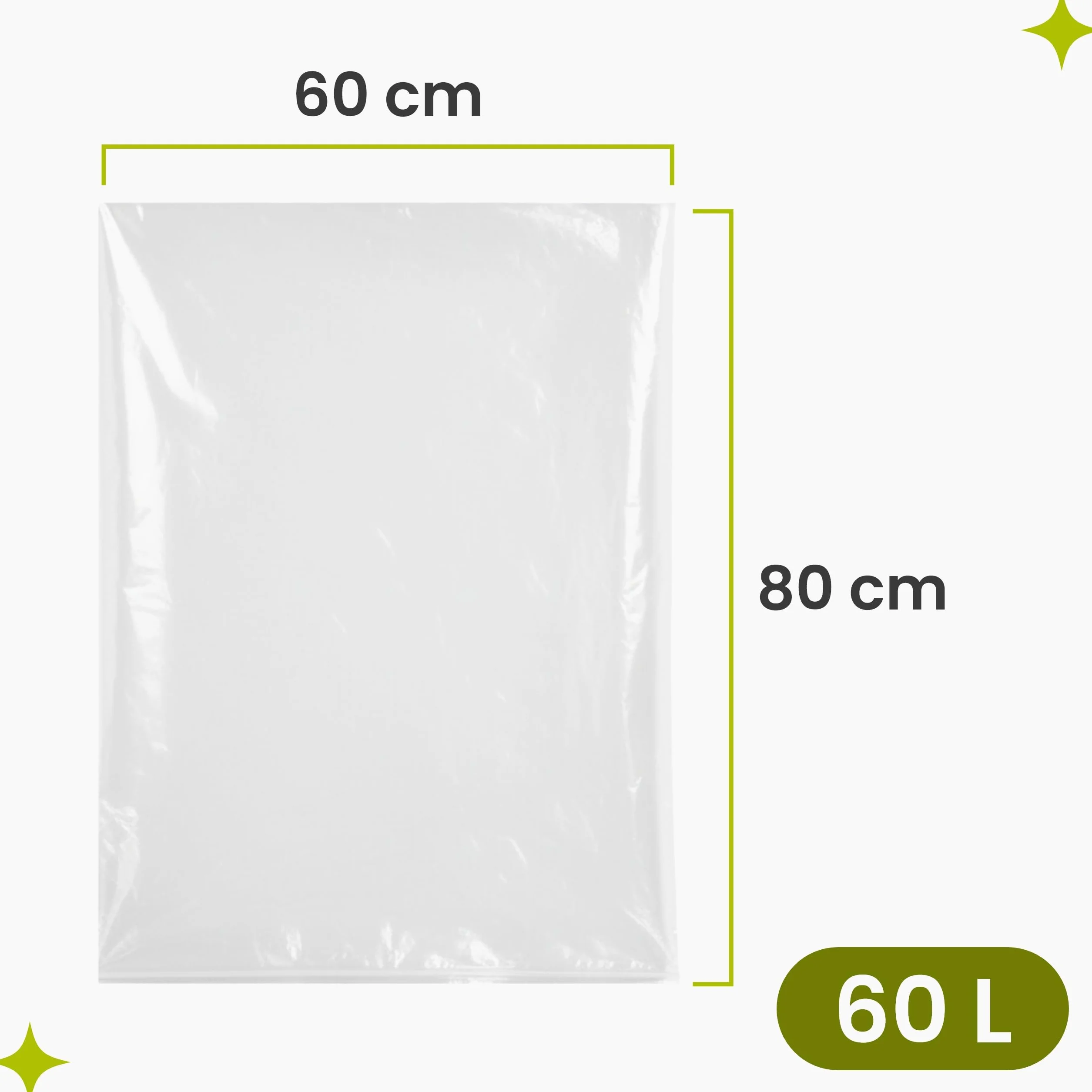 Garronda set da 10 pezzi sacchi da 60 litri, 60 x 80 cm in PE trasparente per botti e secchi, per prodotti alimentari, fermentazione, marinatura e conservazione, spessore 80 micron GD-0180