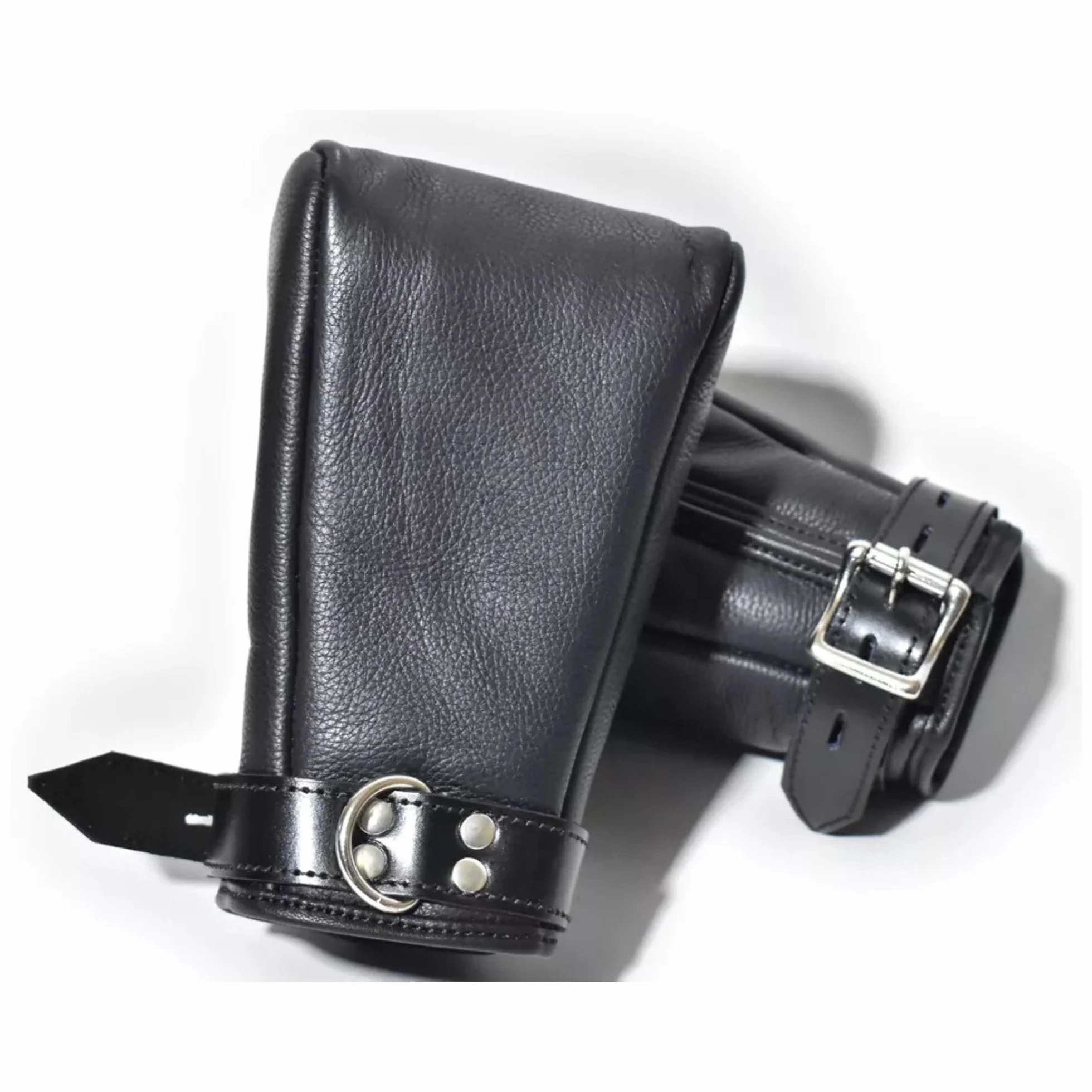 Generico Guanti Padded in Vera Pelle Nera BDSM con Anello D Bloccabile per Adulti