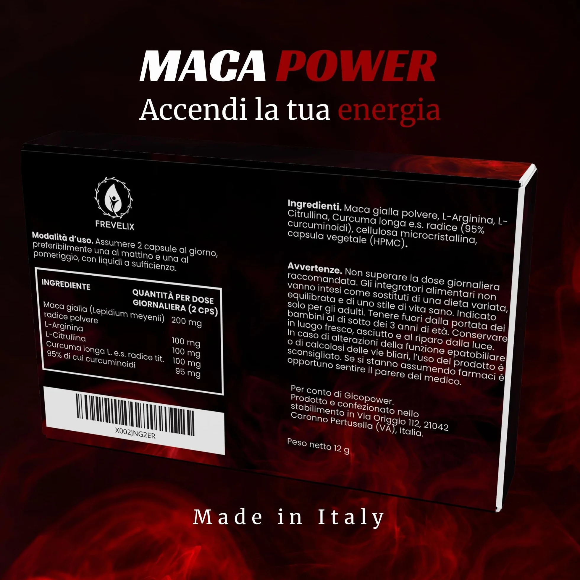 Integratori Sessuali per Uomo 30 Capsule - Complex Originale con Maca Peruviana, L Arginina, L Citrullina e Curcuma