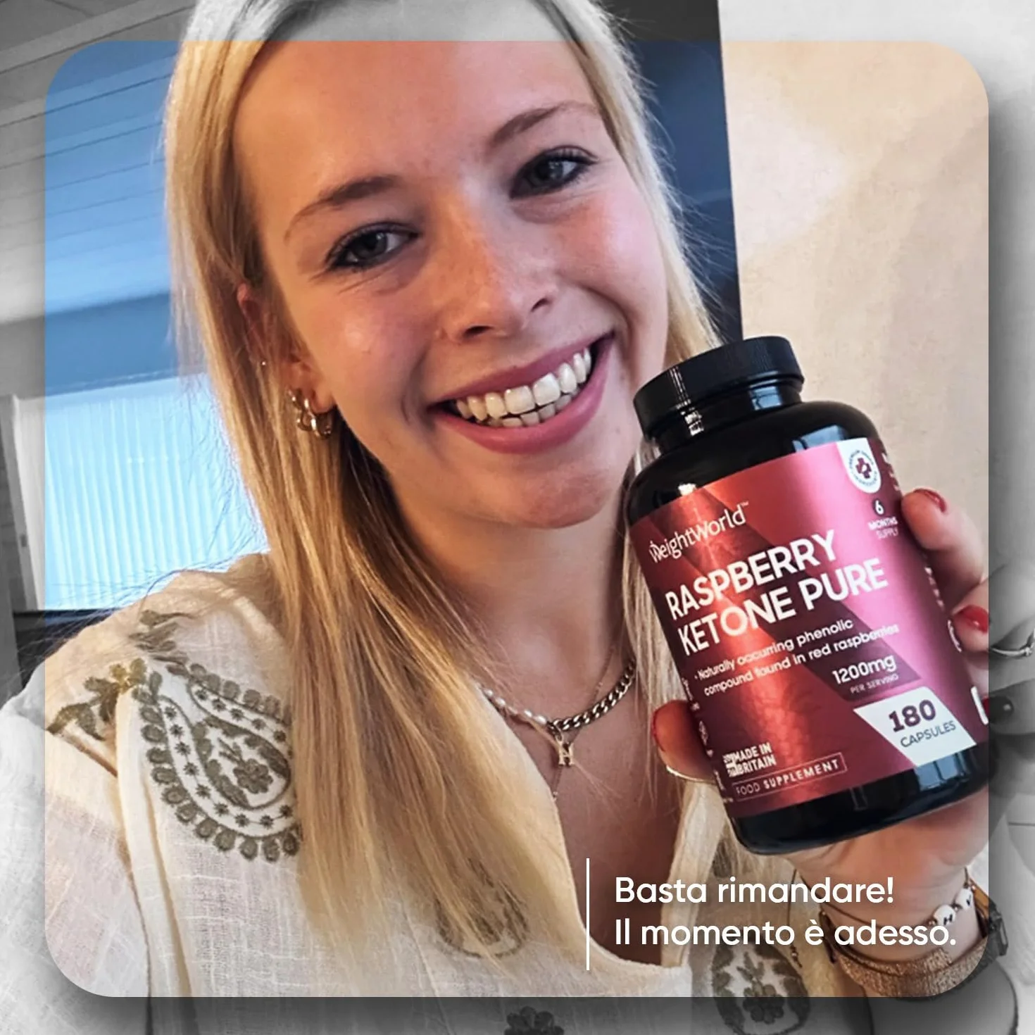 Integratore Chetoni di Lampone Puro 180 Capsule Vegane 1200mg 20:1 Estratto