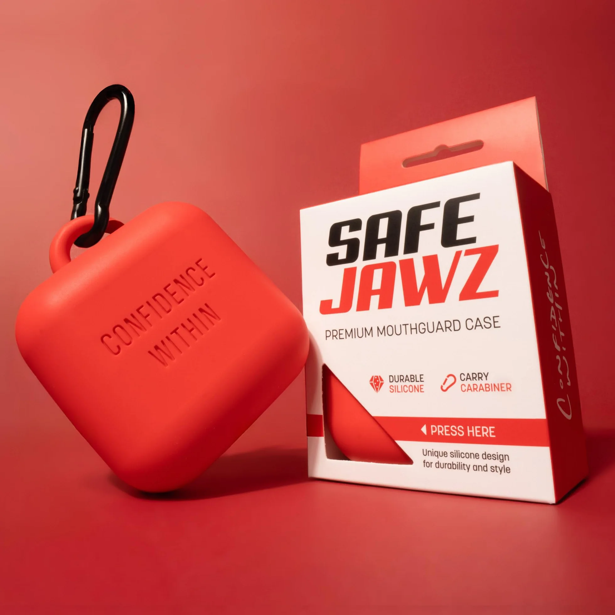 Custodia per paradenti SAFEJAWZ Premium silicone resistente flessibile Rosso