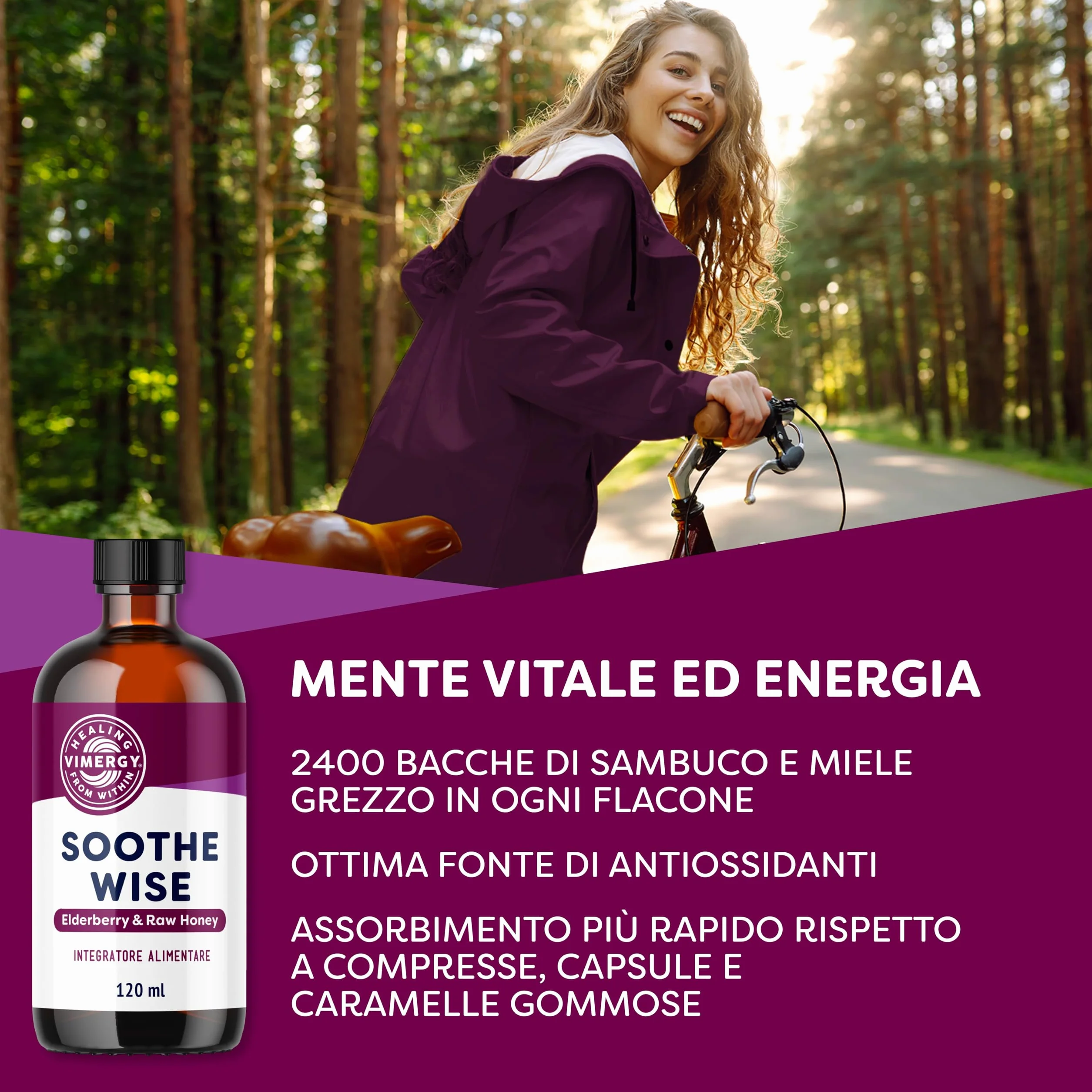 Vimergy Soothe Wise – Estratto di sambuco ad assorbimento rapido con formula a base di miele grezzo e biologico – Kosher (120 ml)