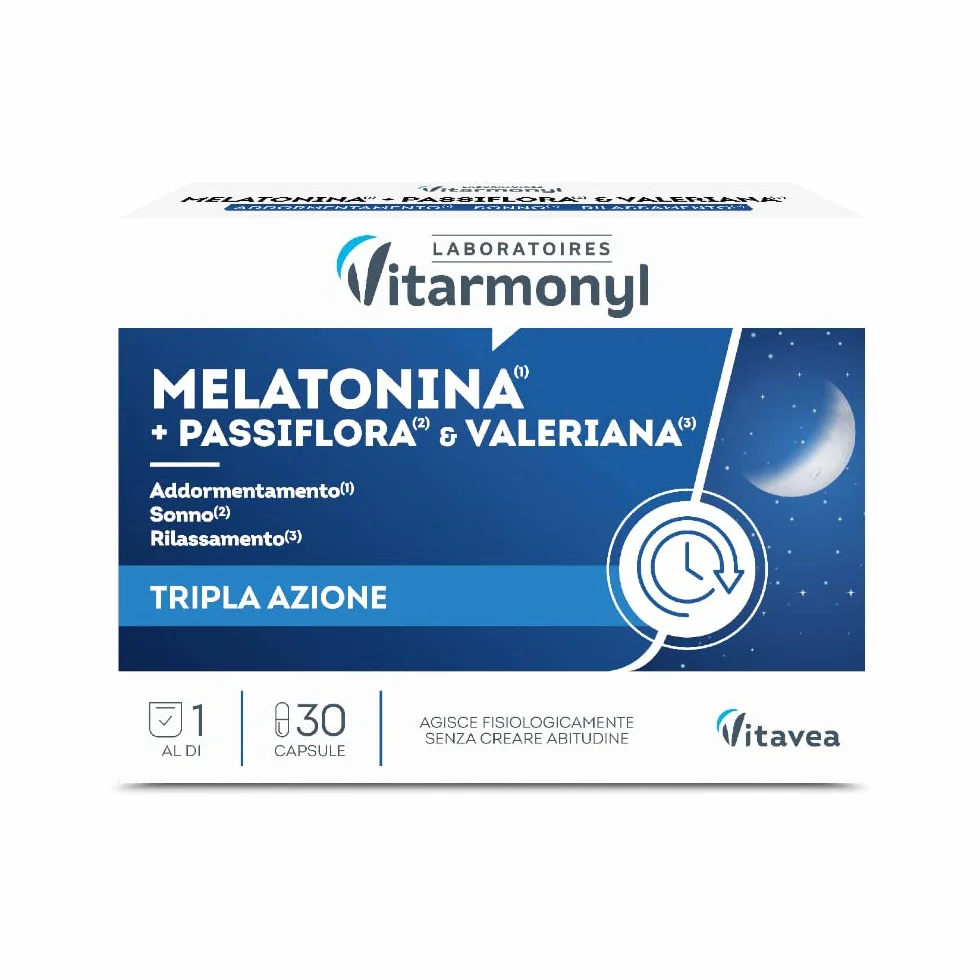 Melatonina Più Integratore Alimentare Sonno 30 Capsule Vitarmonyl