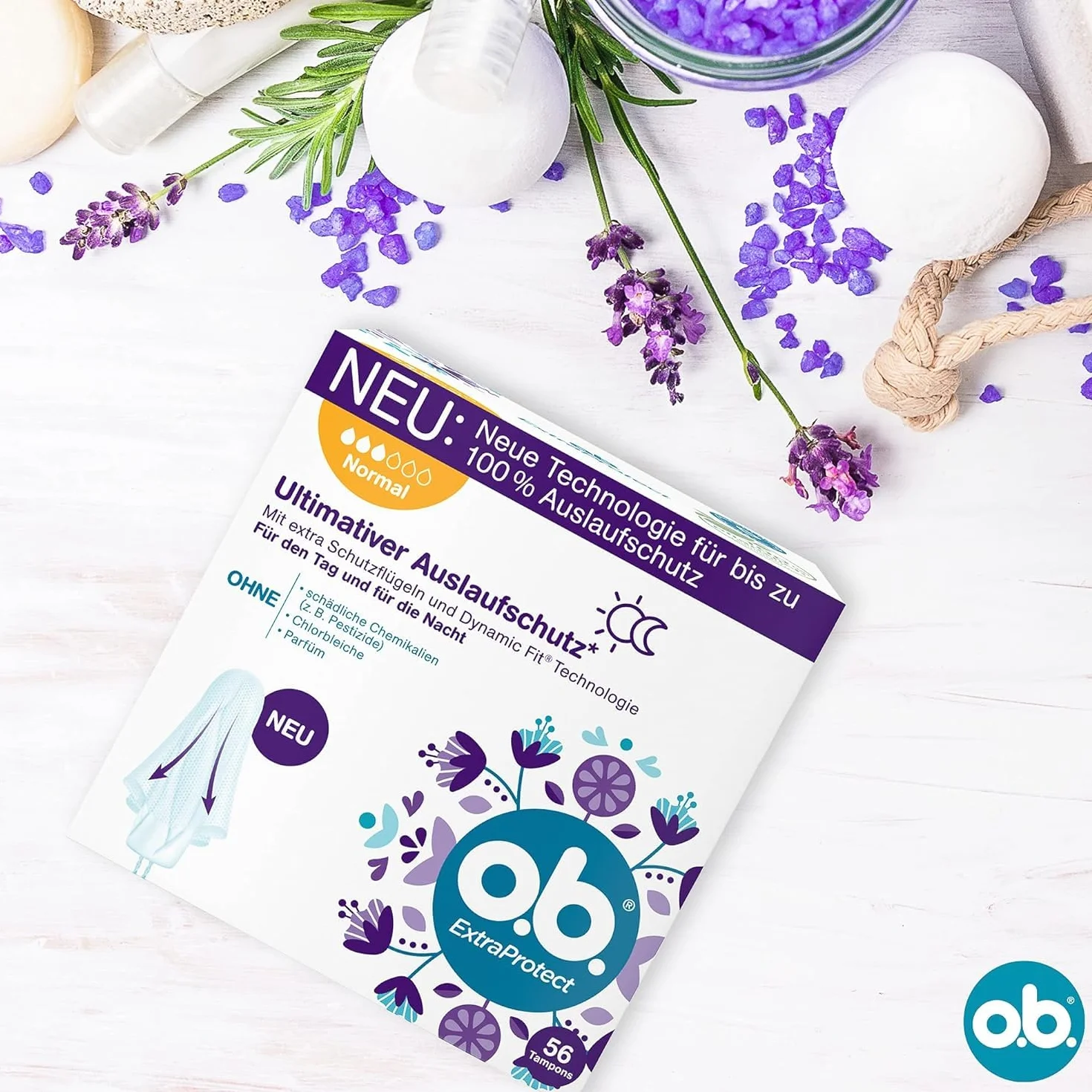 o.b. ExtraProtect Normal Tamponi 56 Pezzi Protezione Fino al 100% Periodo Medio/Forte