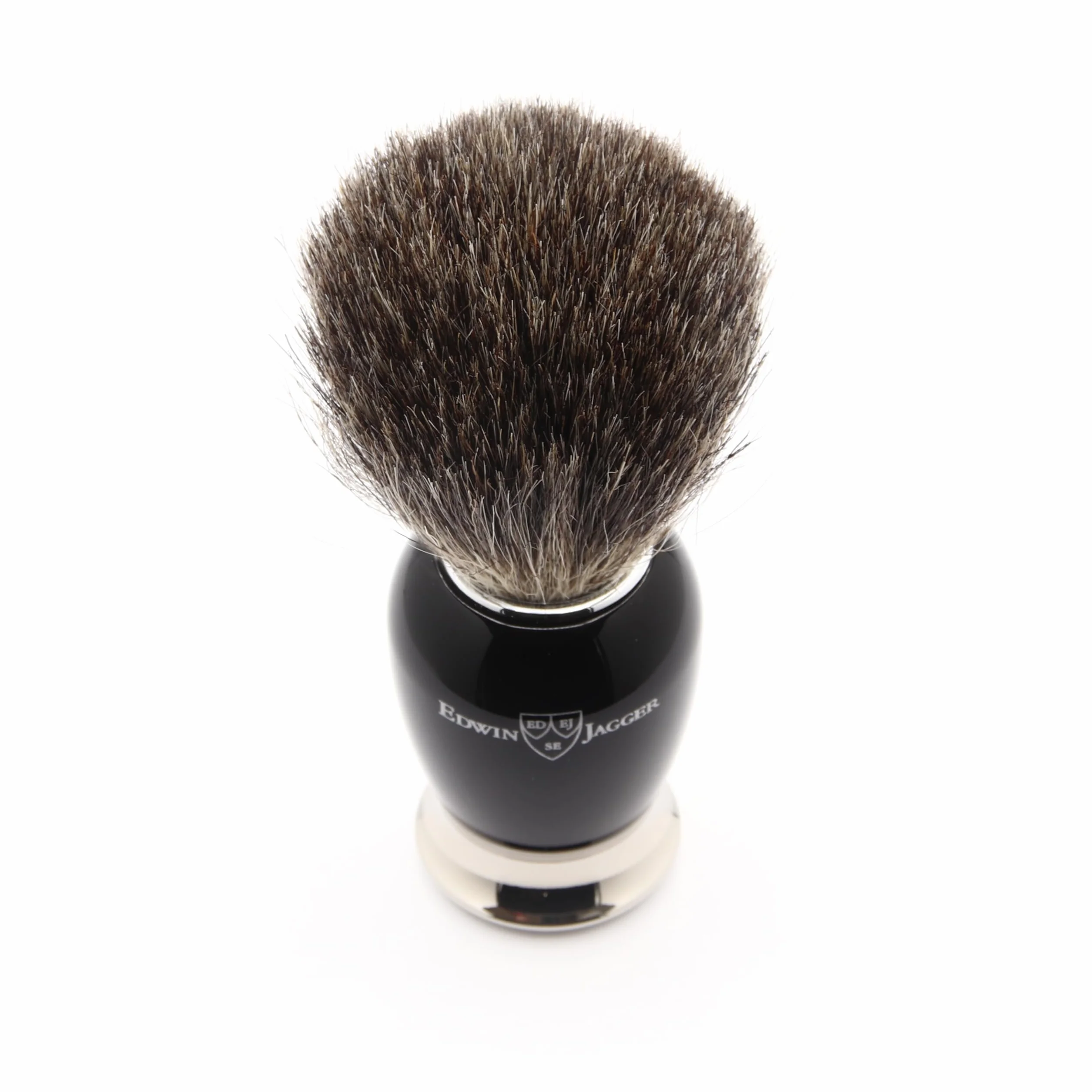 Edwin Jagger 81SB586AMZ Classico pennello da barba esfoliante in puro tasso imitato di ebano con supporto per crema da barba o sapone da barba per uomo e donna (nero)