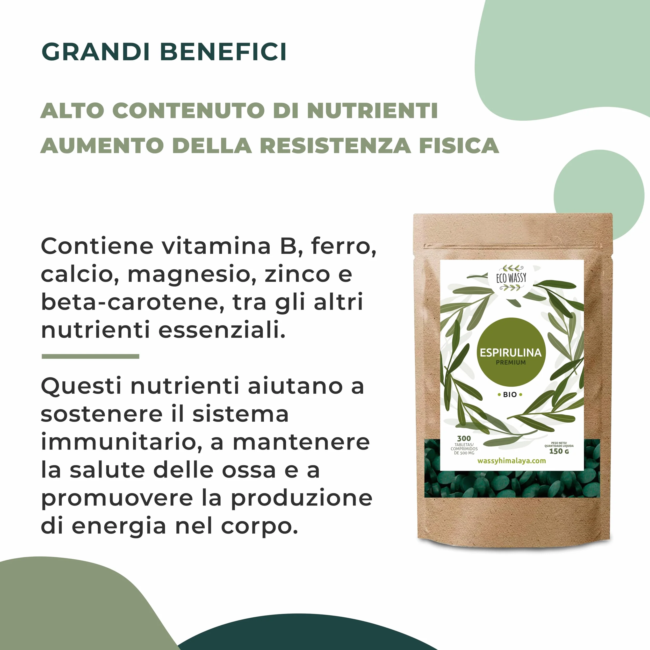 Spirulina Organica 300 Compresse 3000 mg Antiossidante Naturale Senza Additivi Detox Vegano Super Alimento
