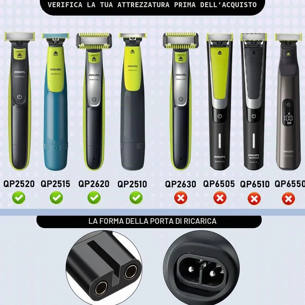 Philips Rasoio One Blade Sostituzione Caricabatterie 4.3V Type-C QP2520 QP2520/70 QP2520/72 QP2620
