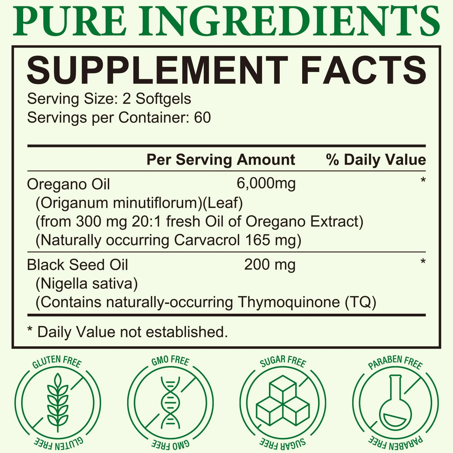 Capsule Olio di Origano 6000 mg con Olio di Semi Neri 200 mg e Carvacrolo 165 mg