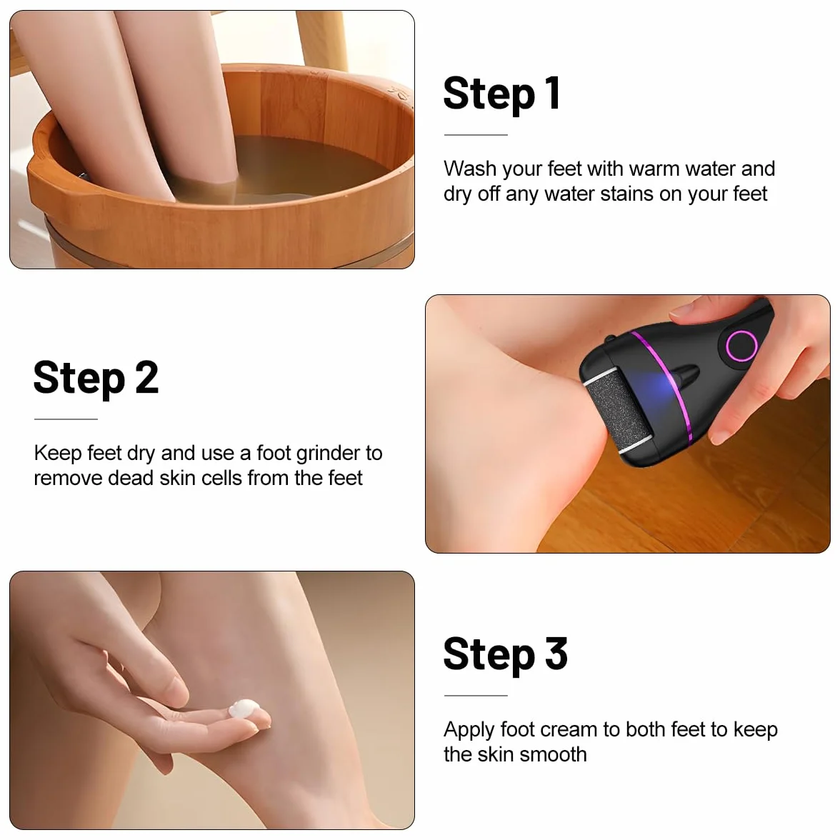 Pedicure Elettrico,Rimuovi Calli Piedi Elettrico,Pedicure Piedi Rimozione,con 3 Velocità,3 Rulli Di Ricambio,IPX6 Impermeabile per Talloni Screpolati,Calli,Pelle Morta(Nero)