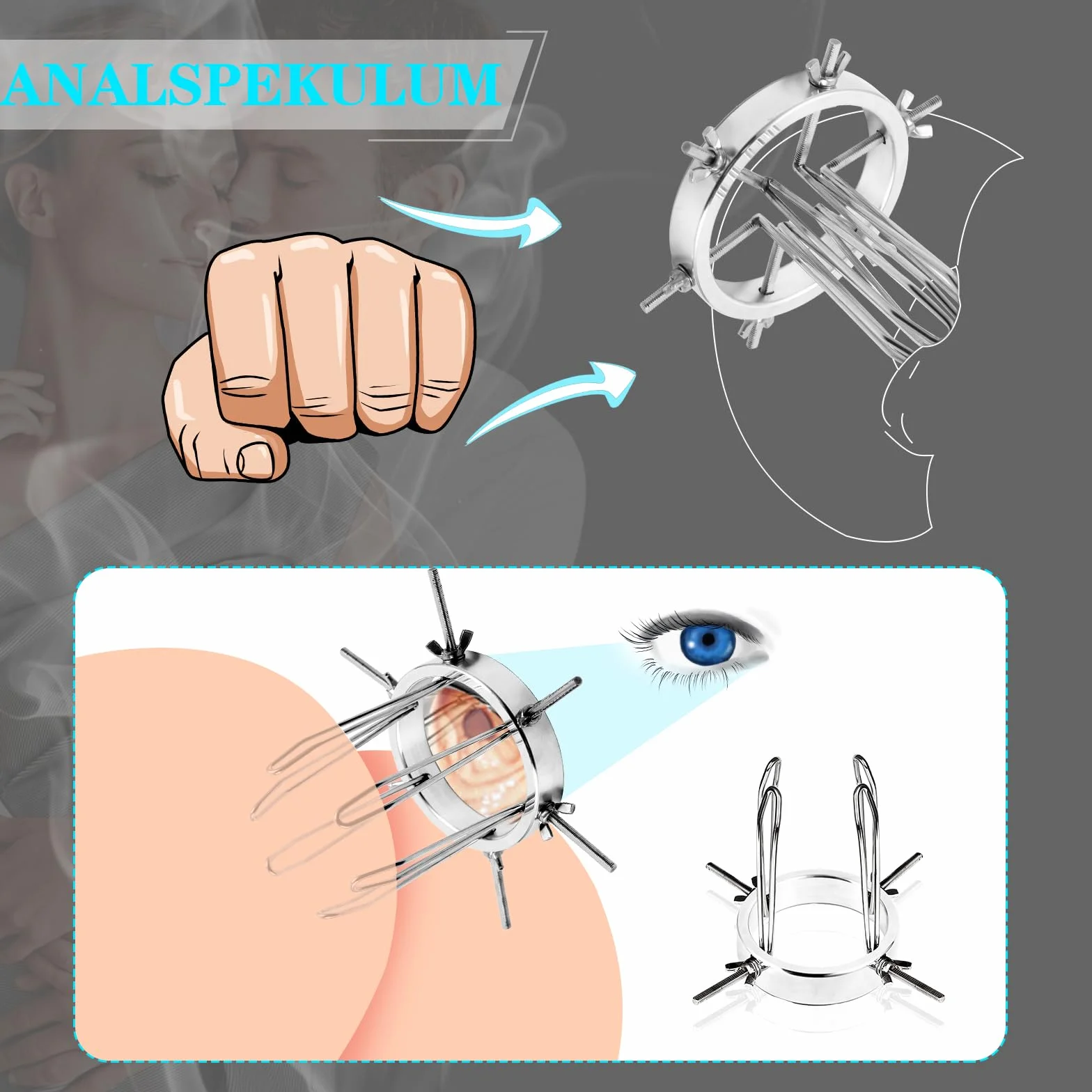 AMAZBEE Dilatatori vaginale in metallo Plug anale in acciaio inox regolabile 4 viti/6 viti Labia Expander Bondage Sex Toys