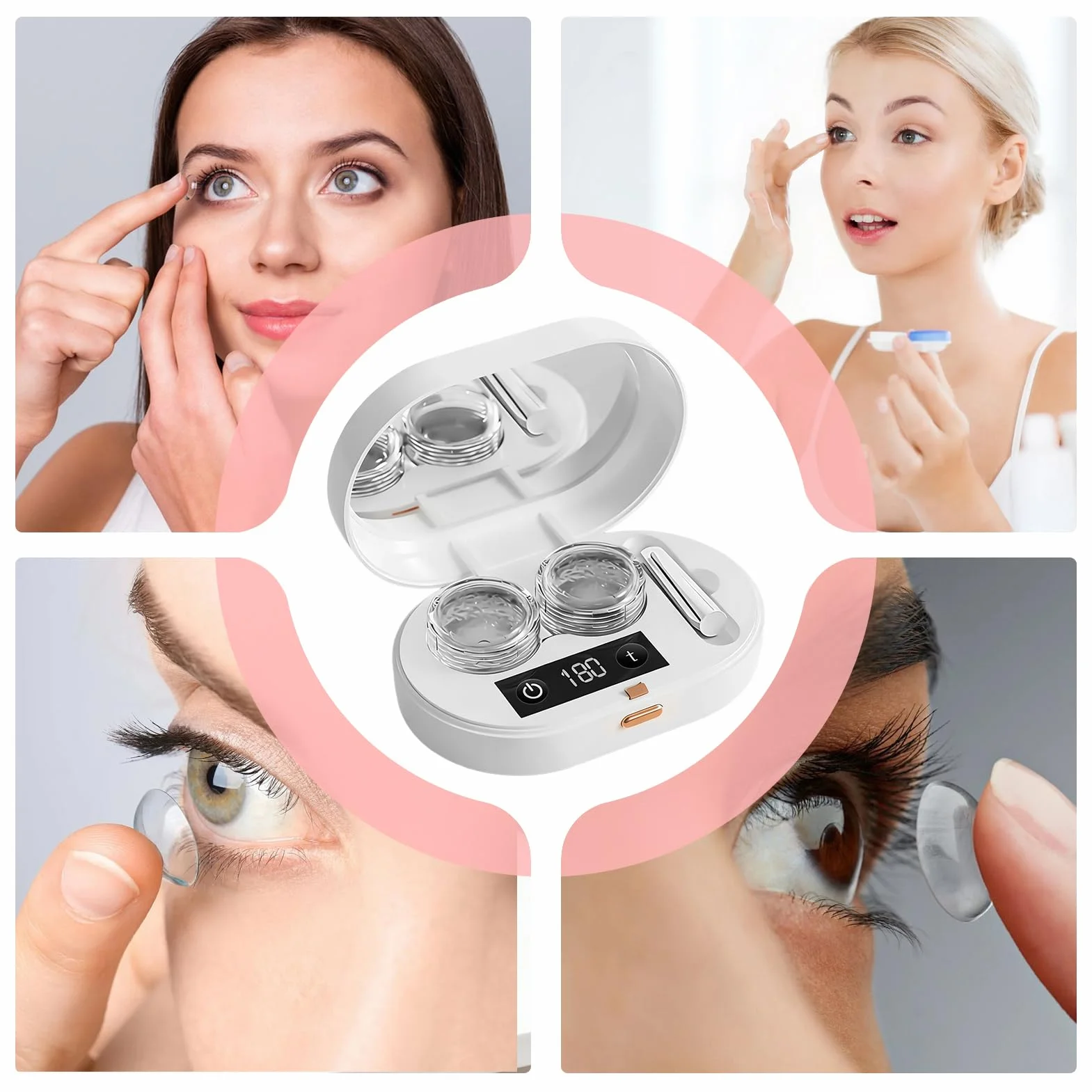 Macchina A Ultrasuoni Per Lenti A Contatto | Pulitore Ultrasonico Ricaricabile - Pulitore per Lenti Morbide,Per Donne E Adulti Uso Domestico E In Viaggio Cura Notturna