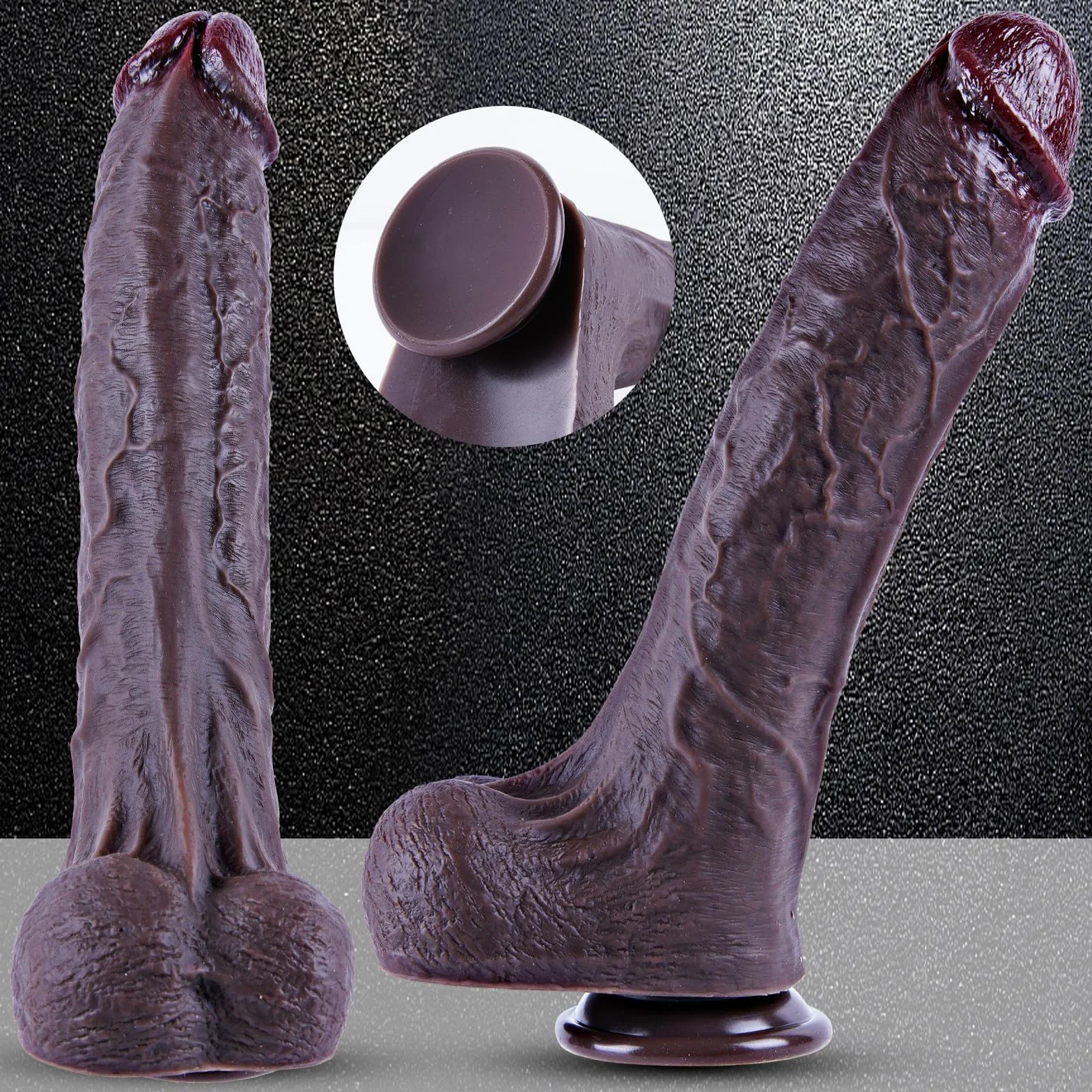 Dildo realistico gigante in silicone nero da 27,5 cm, dildo extra large e spesso con ventosa, pene lungo XXL, ottimo per la stimolazione del punto G e il gioco anale profondo, ottimo per le coppie gay