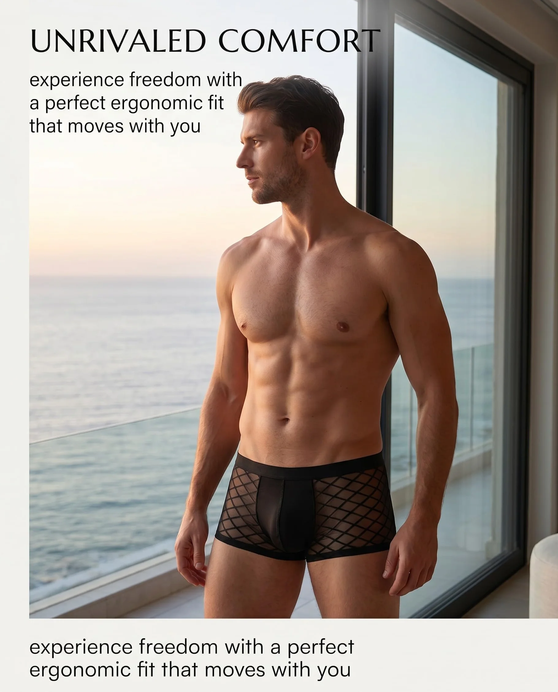 Boxer Intimo Uomo Rete Mutande Trasparenti Cintura Elastica Biancheria Intima Traspiranti Morbidi Perizoma Seducente Corte Hipster
