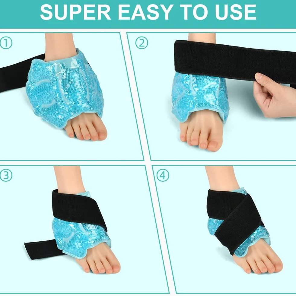 AOOWU Tasca per Ghiaccio Alla Caviglia，Riutilizzabile Gel Terapia Calda e Fredda, Morbido Borsa del Ghiaccio per Alleviare Il Dolore, Lesioni Ai Piedi, Gonfiore Alla Caviglia