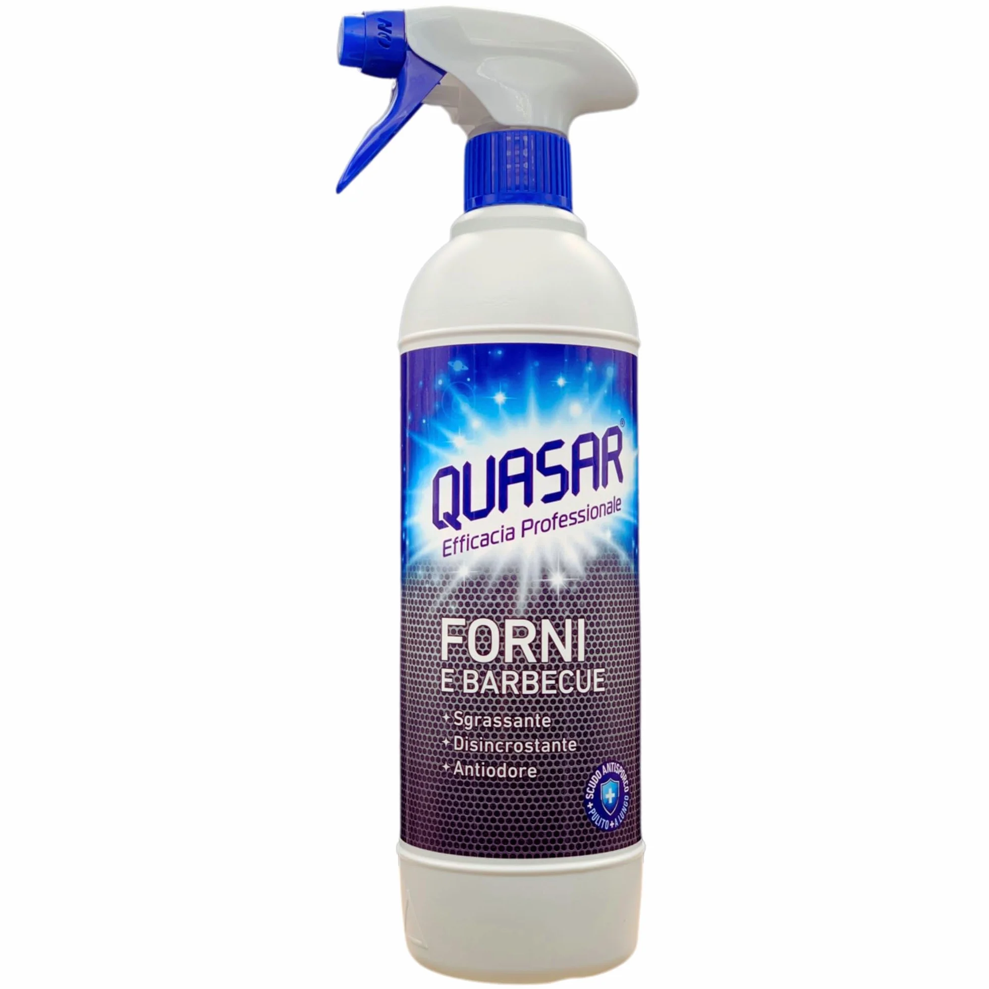 SET QUASAR: 2x Detergente Spray FORNI & BARBECUE, Sgrassante, Disincrostante e Antiodore 580ml + Panno In Lattice SOFT, Formato 30x30