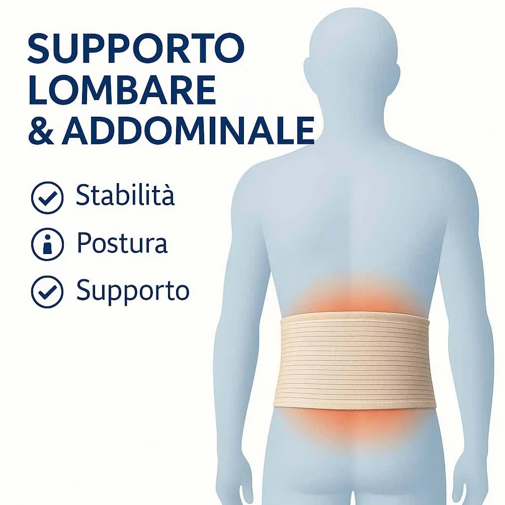 eMMe SQUARE Fascia Lombare Termica in Lana e Cotone, Supporto Schiena e Addome, Traspirante ed Elastica, Made in Italy, per Dolori Lombari e Muscolari, 29 cm di altezza (Bianco, XL)