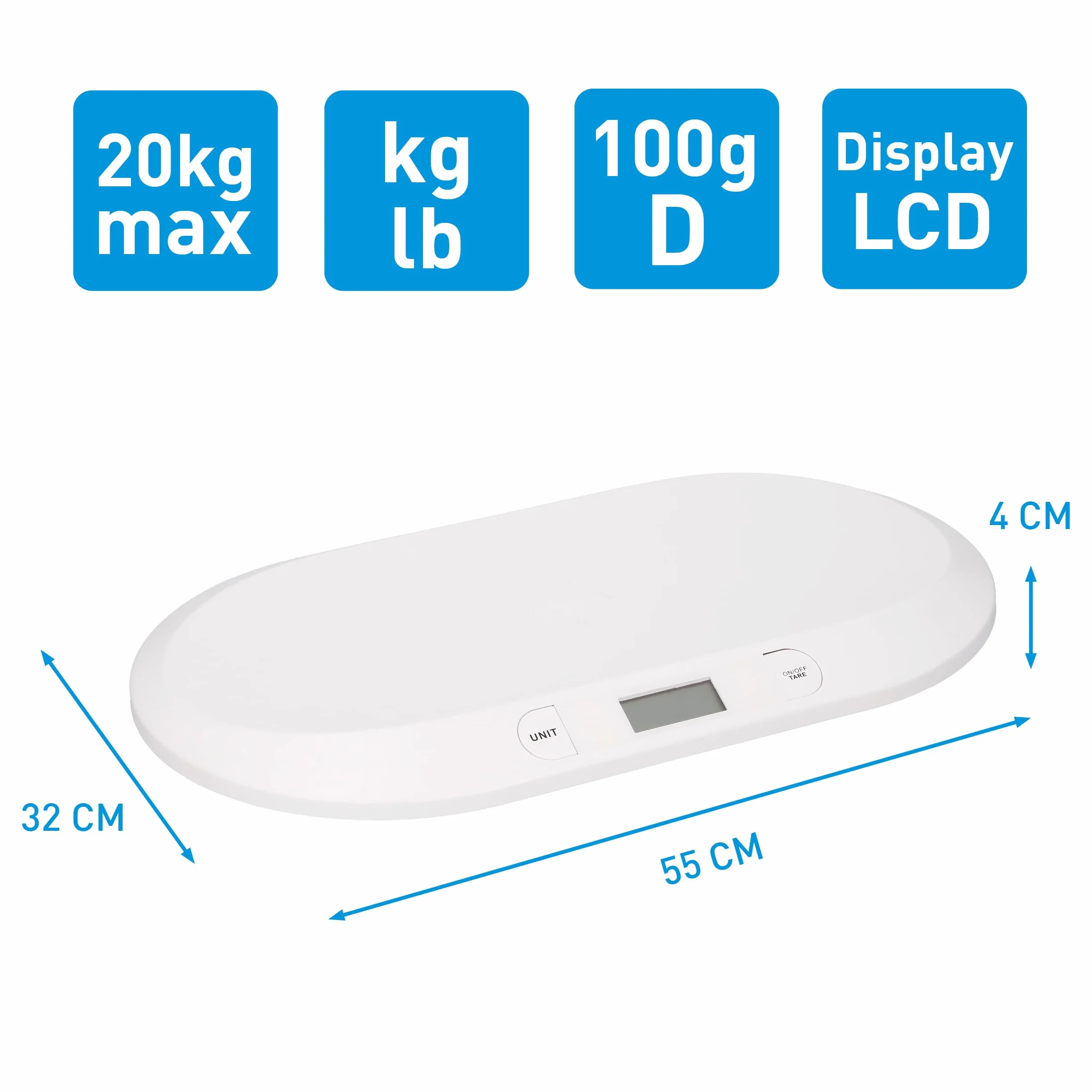 Grundig Bilancia Neonato Digitale Precisione 10 Grammi Max 20 Chili Funzione Tara Bianco