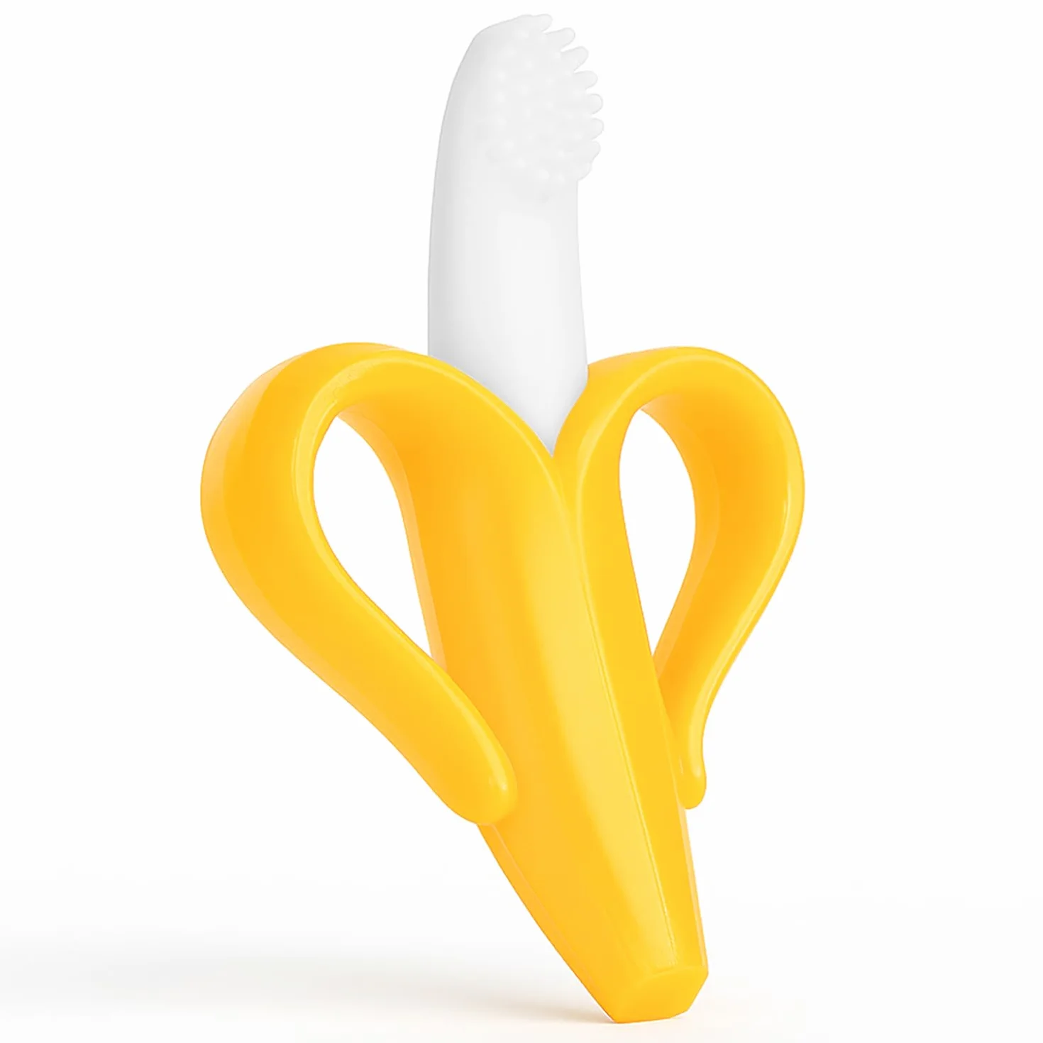 Spazzolino da denti e massaggiagengive per bambino a forma di banana – 2 in 1 invenzione per pulire i denti e proteggerli