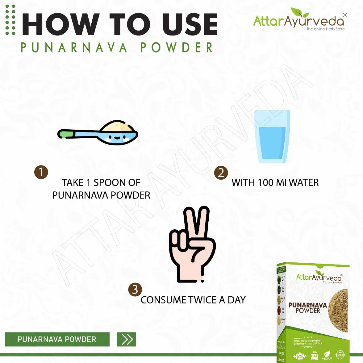 Attar Ayurveda Punarnava Powder 250gm Kidney Rejuvenation Fiber Pectin Natural Vegan Non-GMO