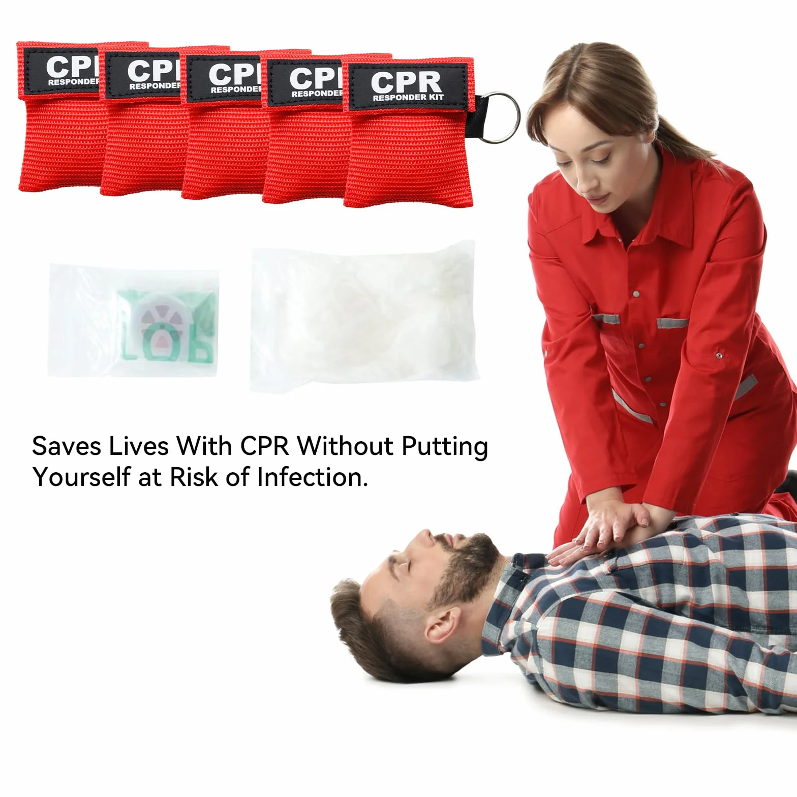 Mascherine CPR e guanti monouso PVC protezione viso valvola unidirezionale barriera respiratoria primo soccorso