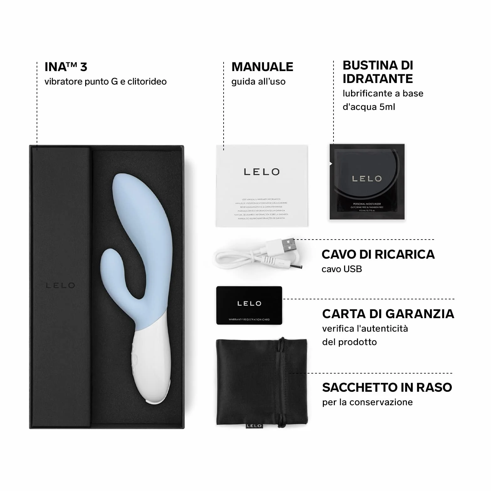 LELO INA 3 Vibratore Donna Rabbit con 10 Modalità di Vibrazione, Sex toy con Stimolatore Clitorideo Femminile, Vibratori Donna, Sex Toys Impermeabili, Vibratori Clitoride Donna, Seafoam