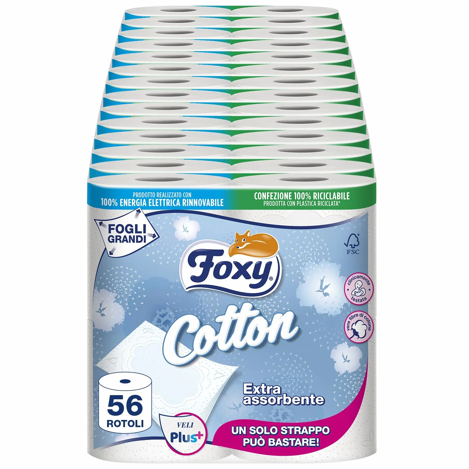 Carta Igienica 5 Veli 56 Rotoli 115 Strappi con Fibre di Cotone FSC