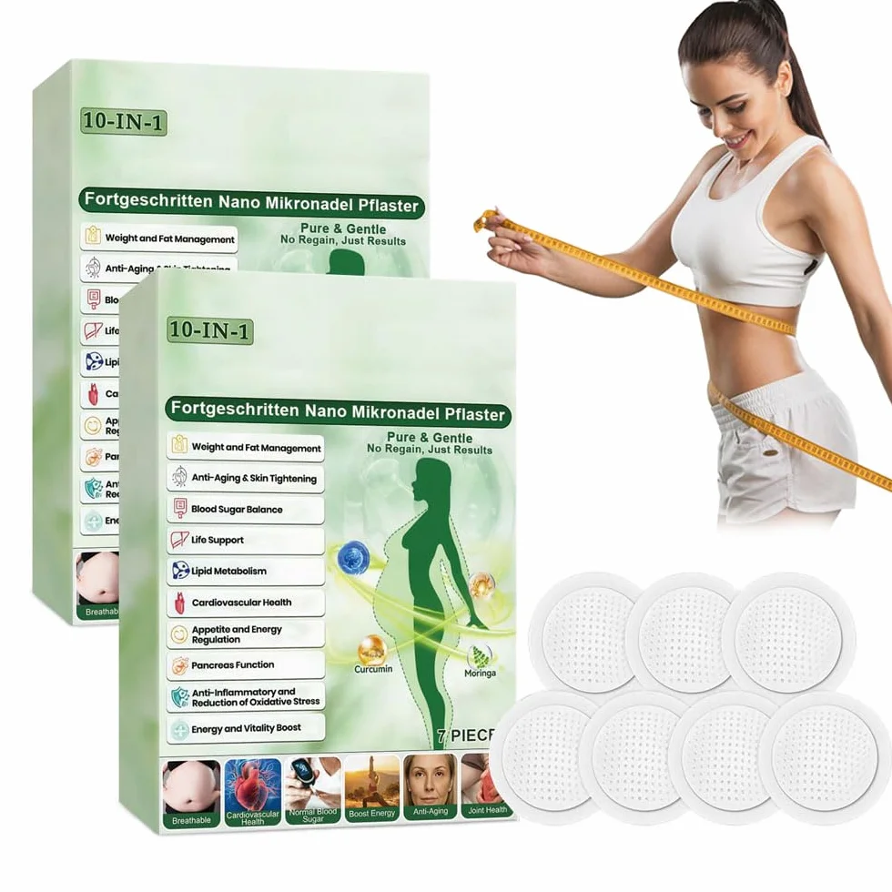 Cerotti Dimagranti Moringa 10 in 1, 2 Confezioni Nano Microneedle Patch, Cerotti Corpo Naturali, Invisibili sotto i Vestiti, Adatto a Tutti i Tipi di Pelle, per Uomo e Donna