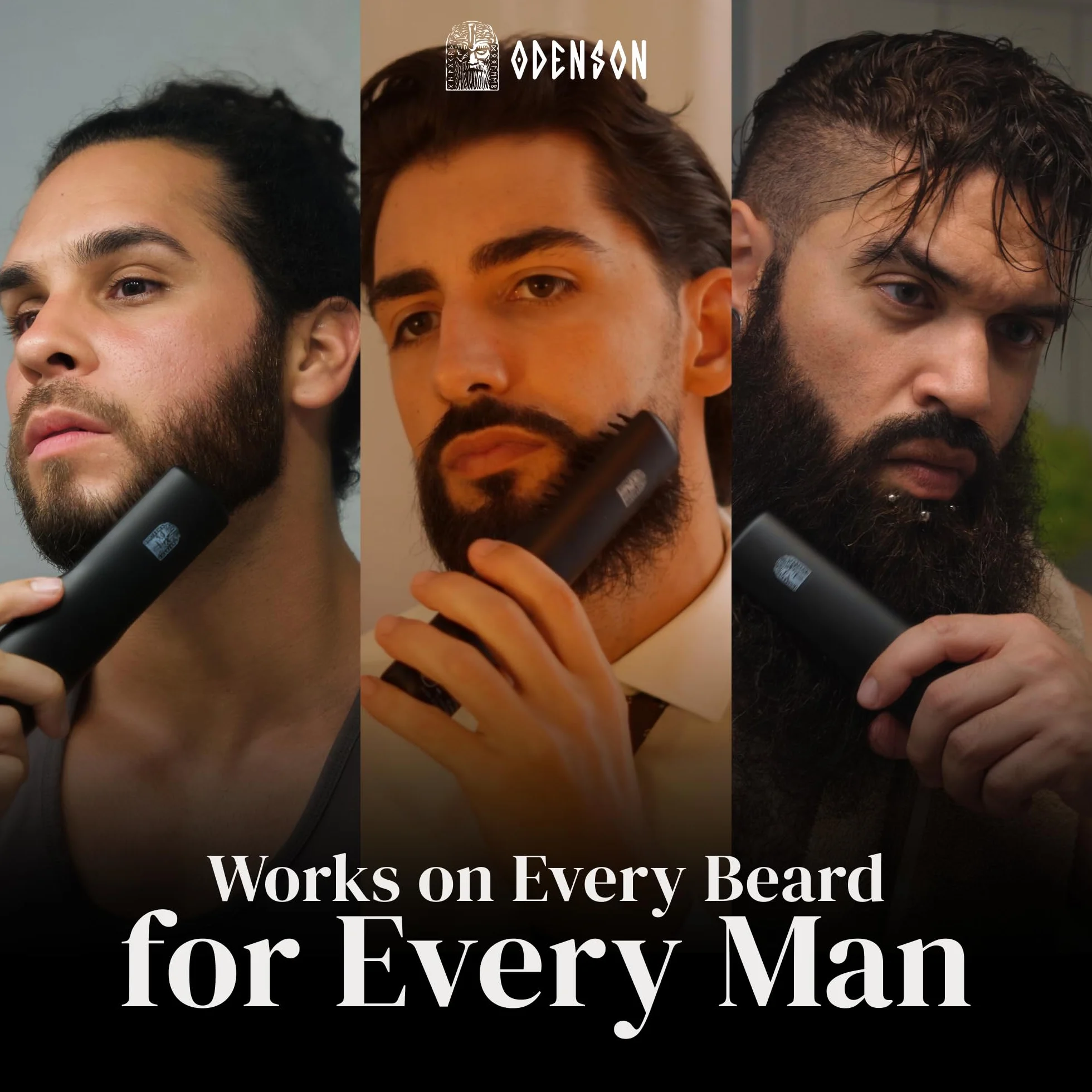 Odenson Beard Forger - Spazzola e piastra riscaldata a batteria per barba e capelli
