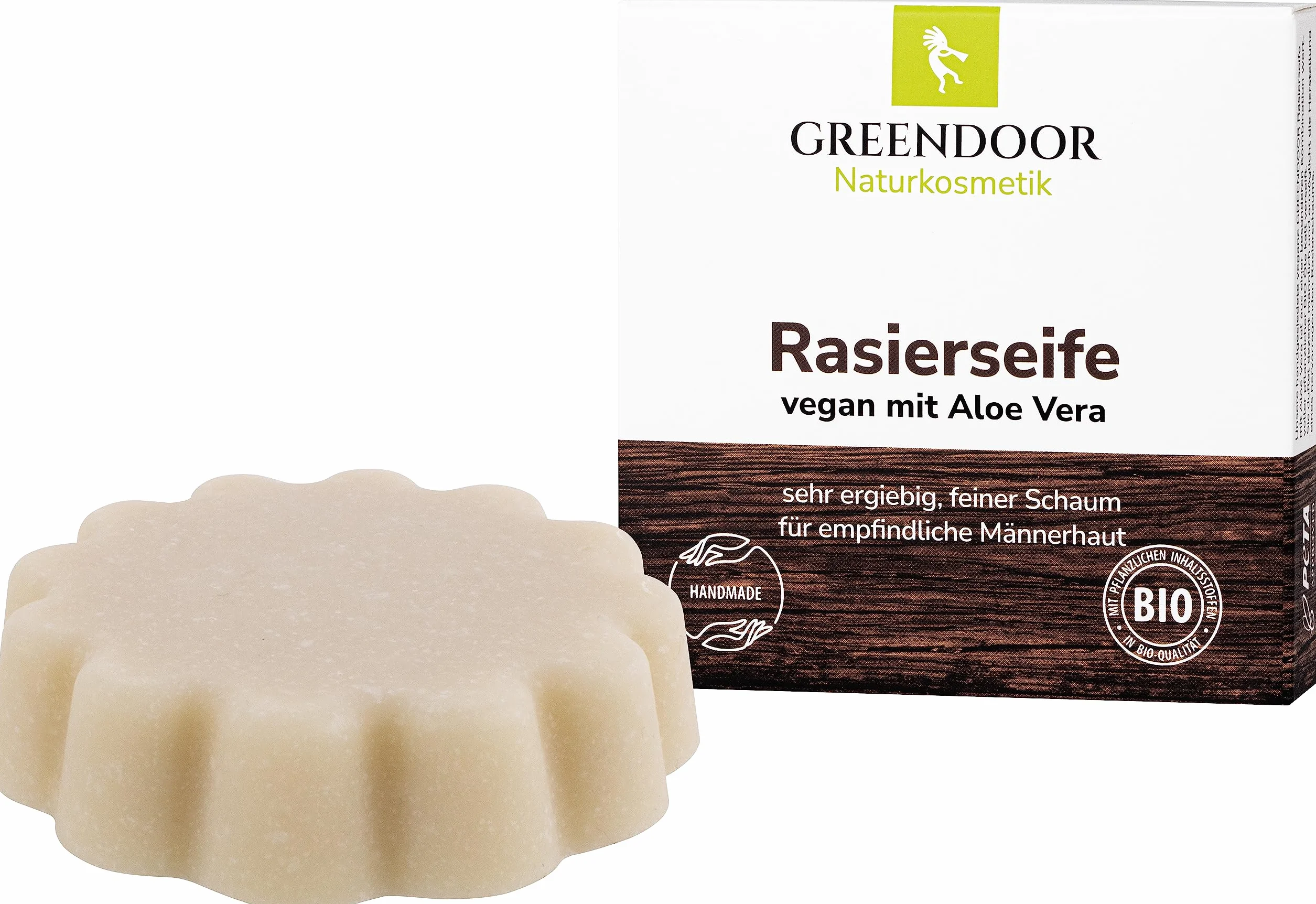 Greendoor sapone da barba vegano all'Aloe Vera 80g, schiuma cremosa per la rasatura di barba, corpo, gambe e braccia, cosmetici naturali con burro di karitè biologico, sapone naturale con cura extra
