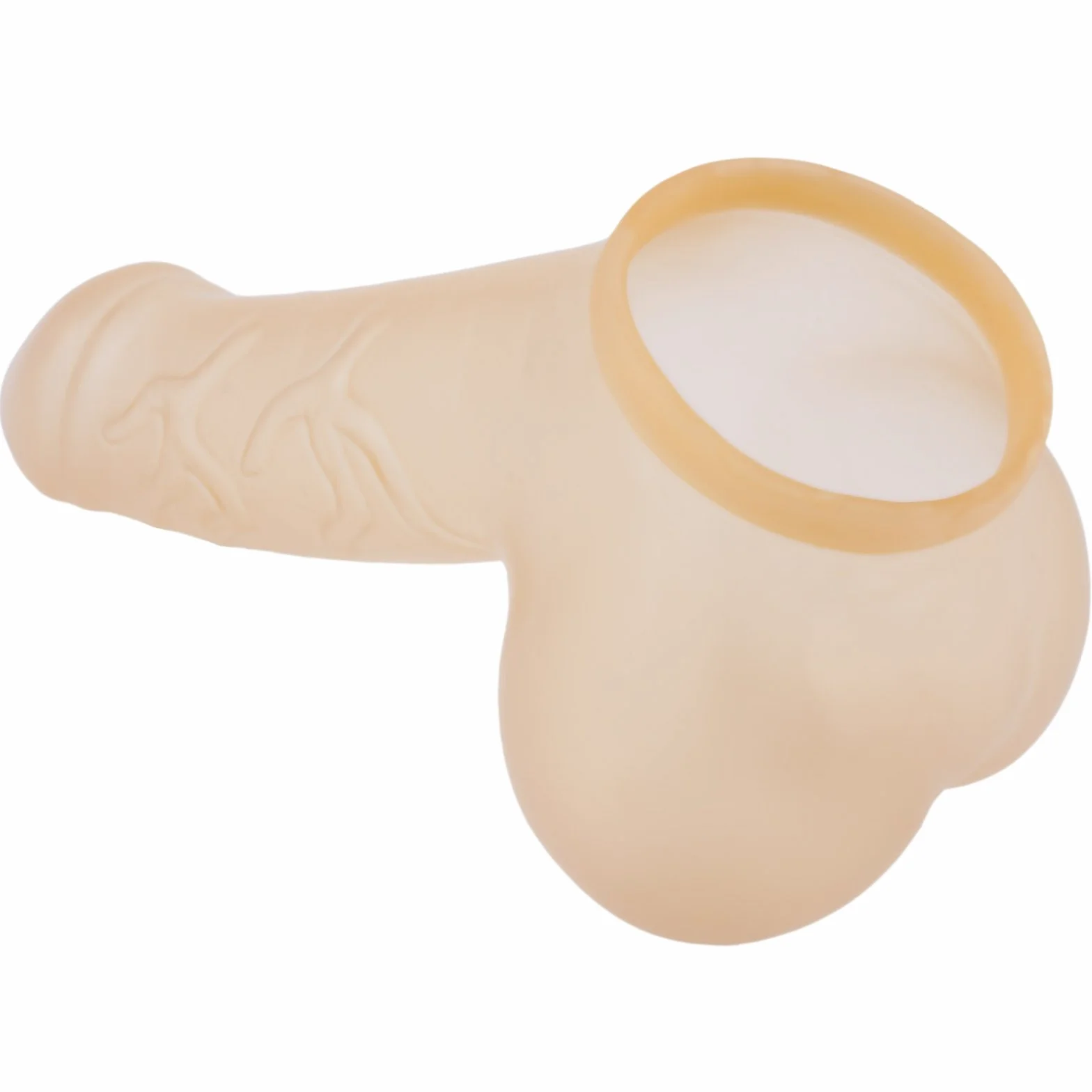 lattice guaina pene Danny semi trasparente Lunghezza del pozzo: 11,5 cm - Penis sleeve con scroto e glande marcato