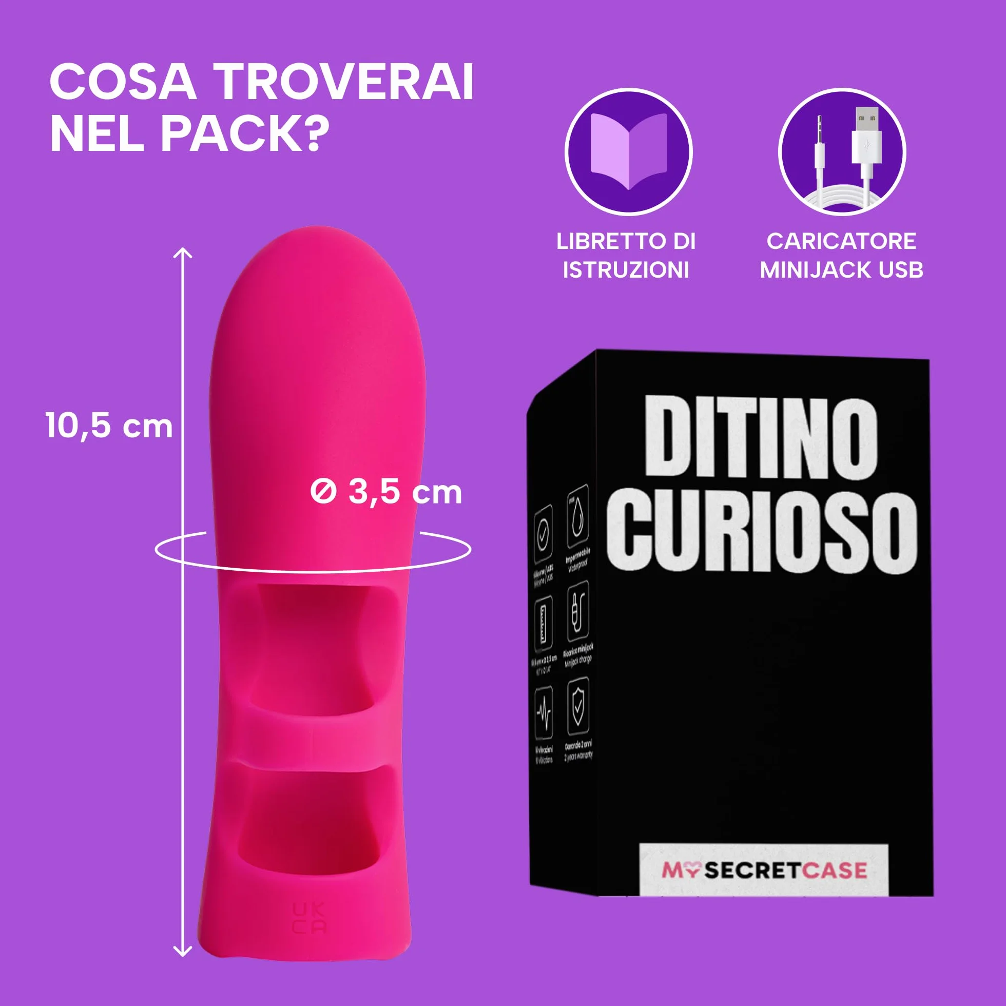 MySecretCase Vibratoreper Donna Piccolo Stimolatore Clitoride Femminile Da Dito Vibratore Clitoride Mini Formato 10 Vibrazioni USB IPX6 Precisione Mirata Sexytoysys Coppia Sexytoysys Donna Silicone