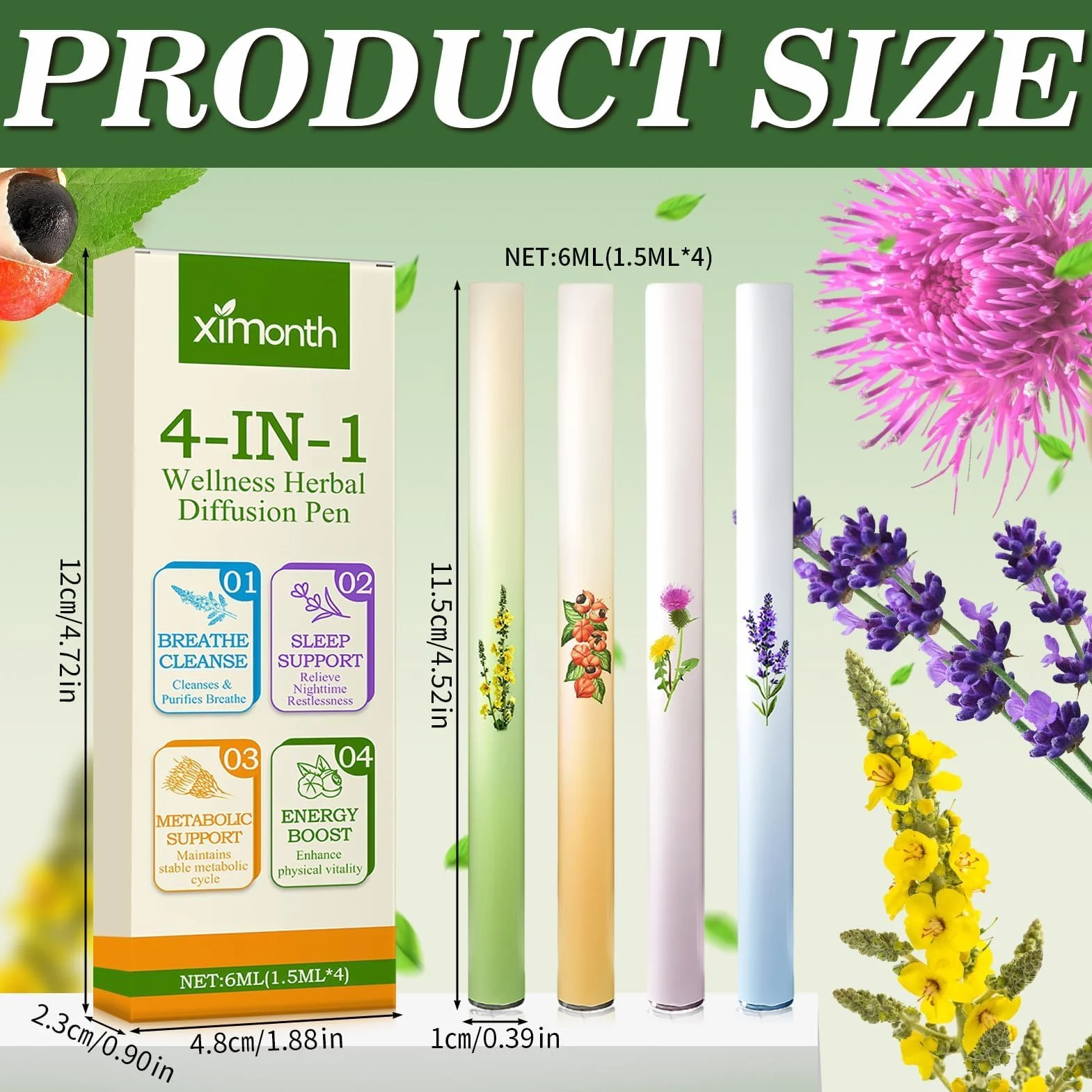 Purificatore Polmonare alle Erbe di Verbascum, Penna Diffusore Aggiornata, Inalatore Aromaterapia per Uomini Donne
