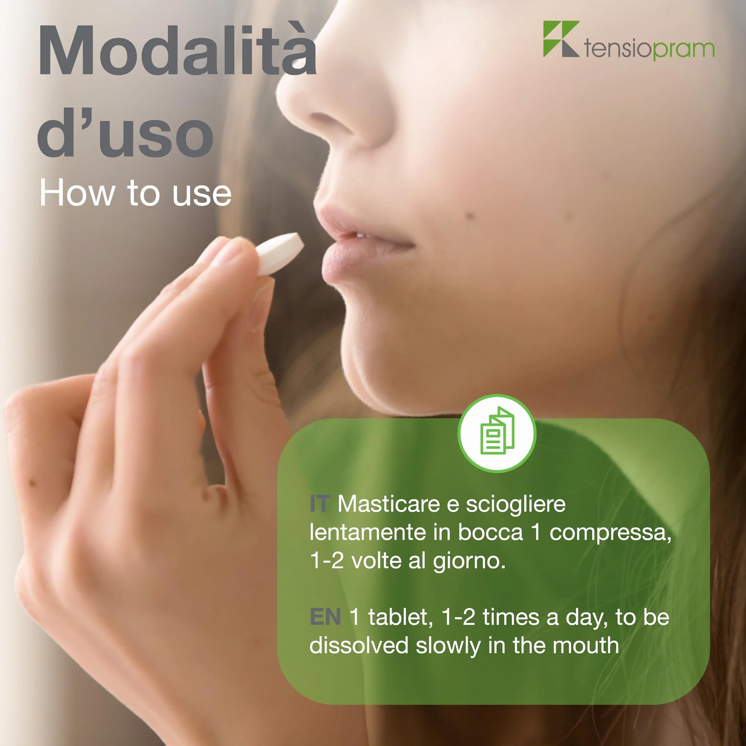 Tensiopram 60 compresse sublinguale, Naturale a Base di Valeriana, 1mg Melatonina, tè verde, zafferano Vit. D, Quatrefolic® e Myo-inositolo, per Ansia, Stress, Sonno e Umore, Vegan
