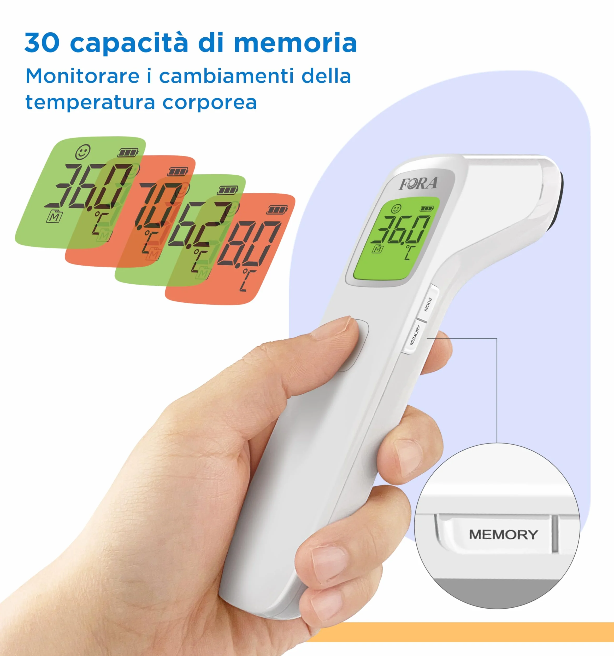 Fora IR42 Termometro multifunzione senza contatto misurazione temperatura fronte oggetti