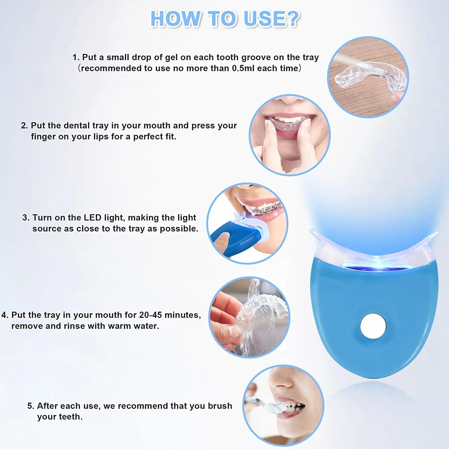 Kit Sbiancamento Denti Professionale LED 10x3ML Gel Sbiancante
