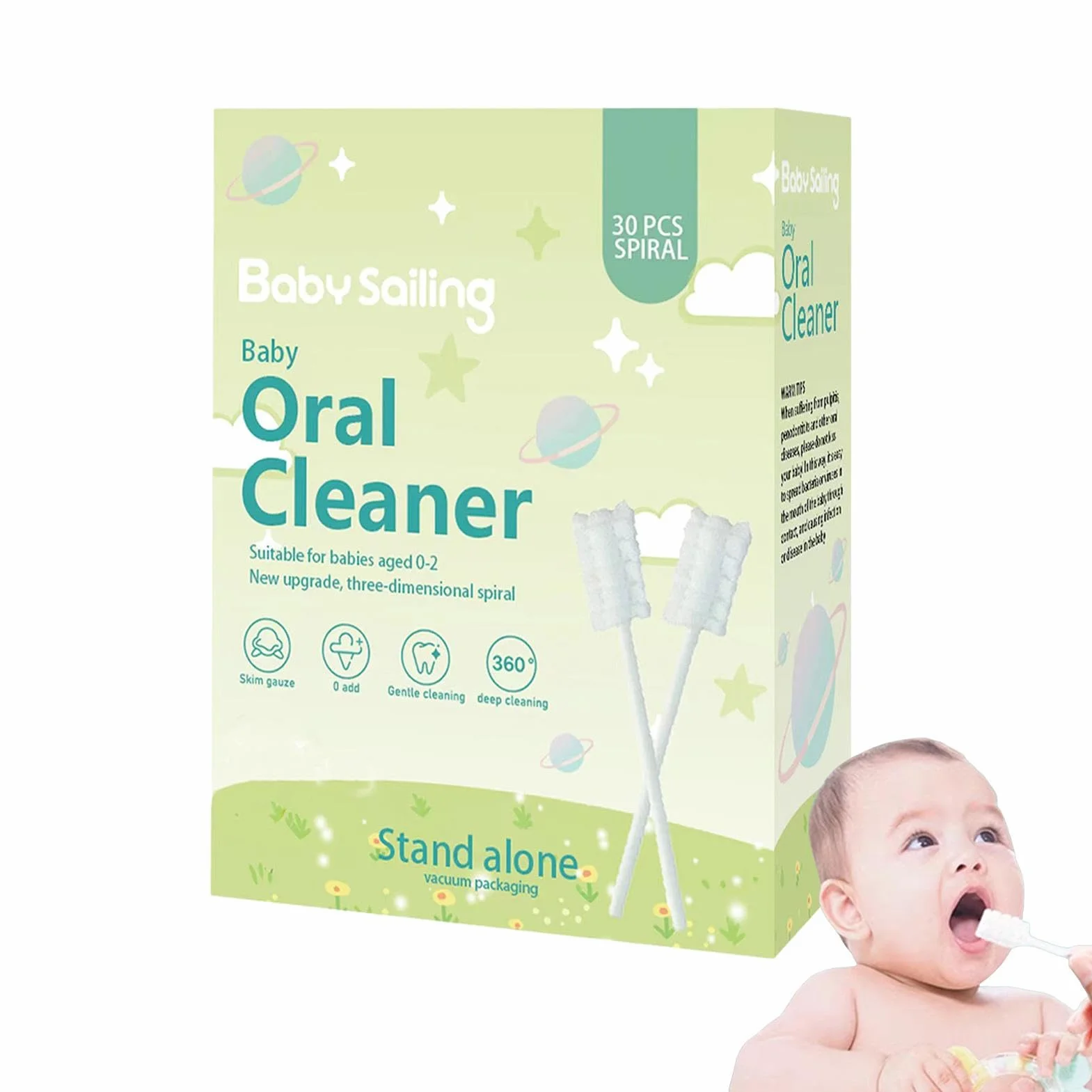 Neonato Garze Dente Spazzolino - Cleaner e Salviette Dentali per Bambini | Manico Carta Tampone, Set Pulizia Lingua, Pacchetto Cura Orale da Viaggio