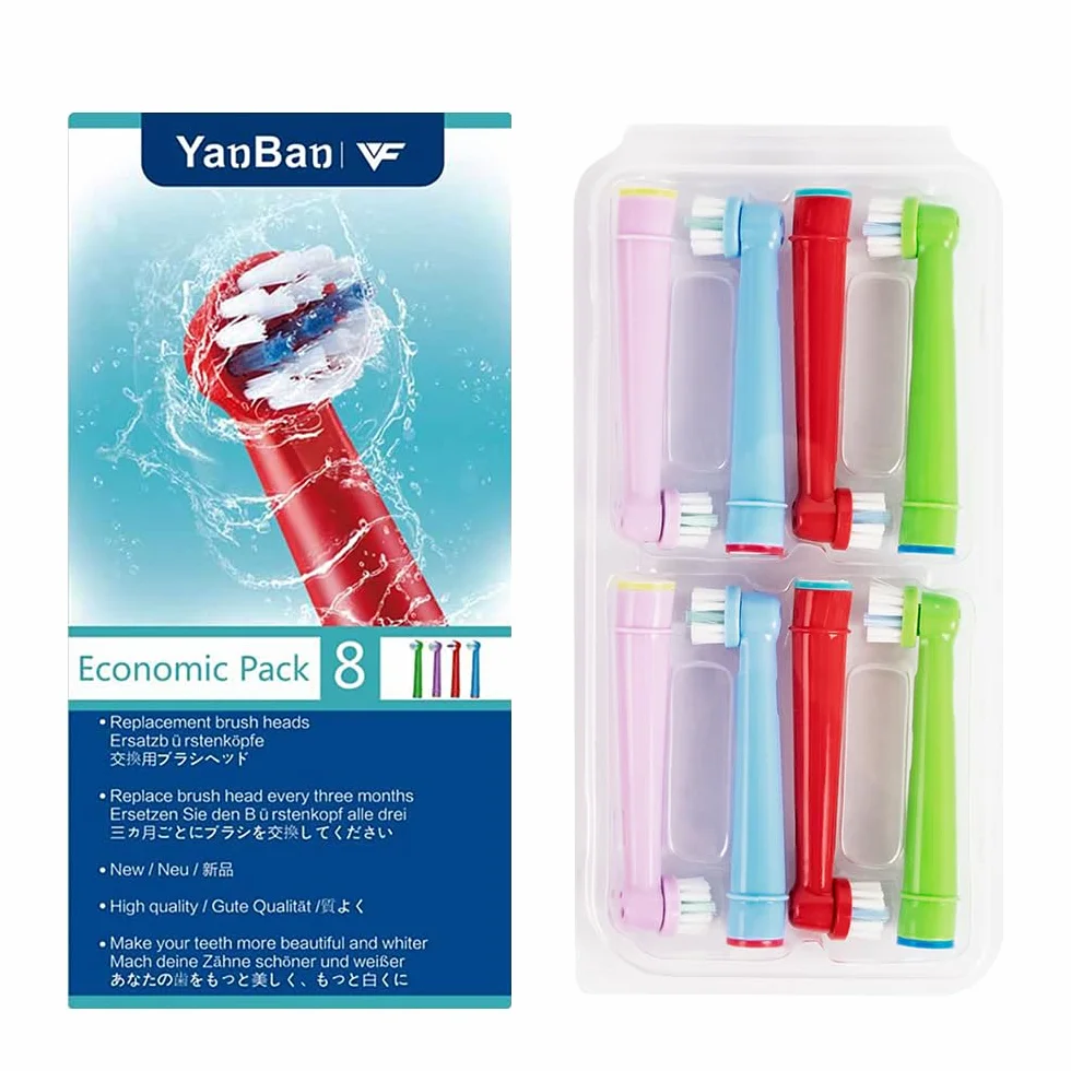YanBan 8 pezzi Testina per spazzolino per bambini per Oral B, testine di ricambio per Braun kids spazzolino elettrico