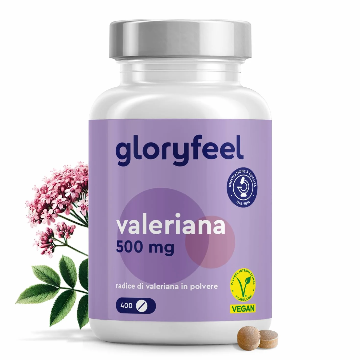 Valeriana Forte 500 mg Radice di Valeriana Pura 400 Compresse Integratore per Dormire e Rilassamento