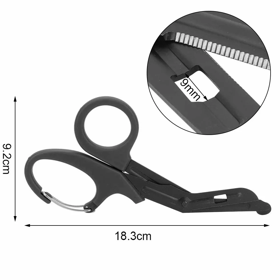 Forbici mediche, cesoie EMT e trauma, cesoie in titanio per fasciatura 7.2 '' Bent nero per infermieri, studenti di medicina, pronto soccorso (Nero)